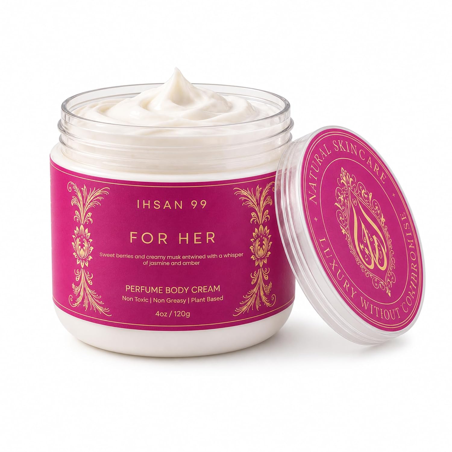 Perfume Body Cream – Ultra-Rich Kokum & Mango Butter Moisturizer | Smooth Luxurious Scented Hydration | (Berry, Jasmine, Amber) Notes | Clean, Phthalate-Free, PEG & Paraben-Free | 4 oz