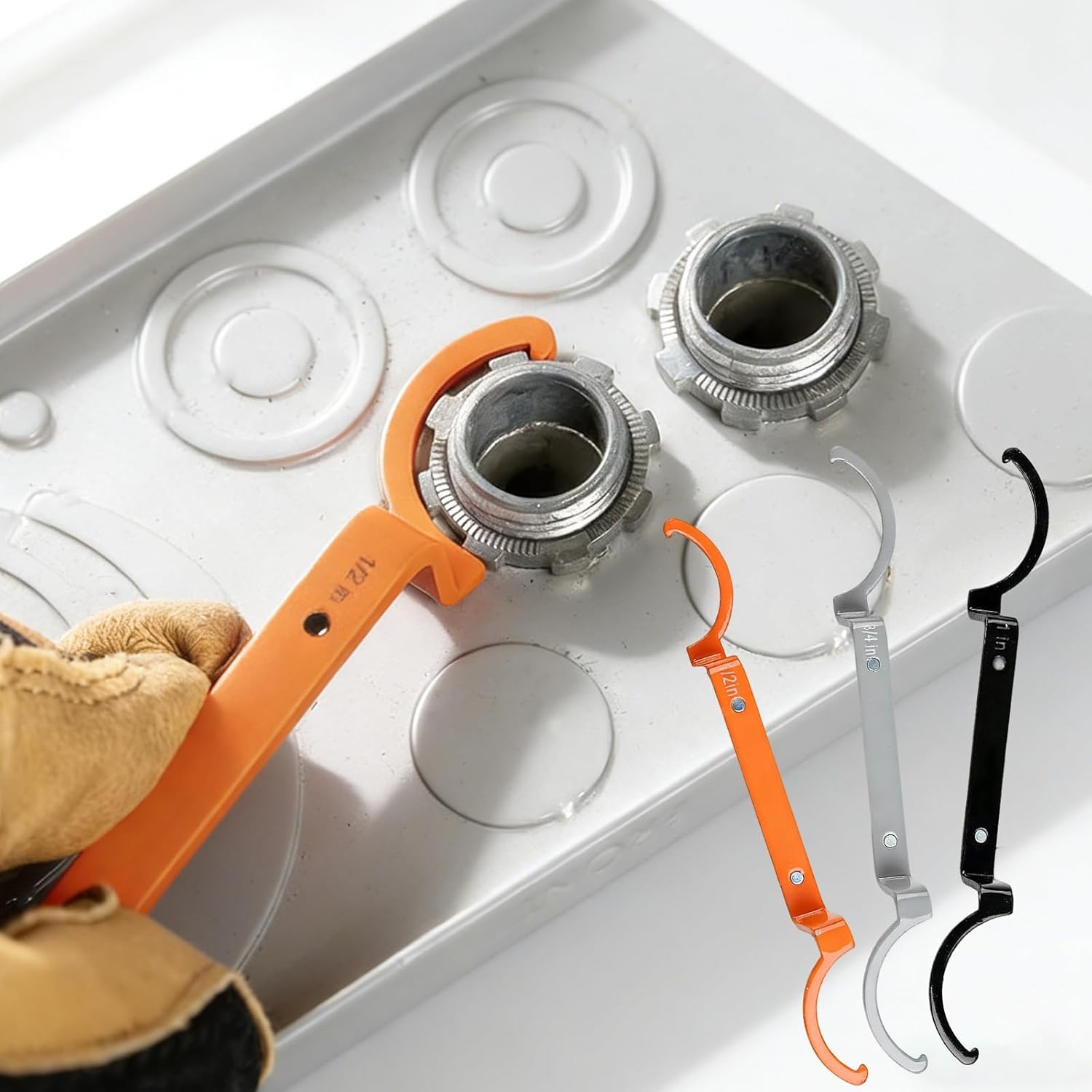 3-in-1 Conduit Locking Wrench Set, for Tighten and Loosen Locknuts in Tight Spaces Home Improvement
