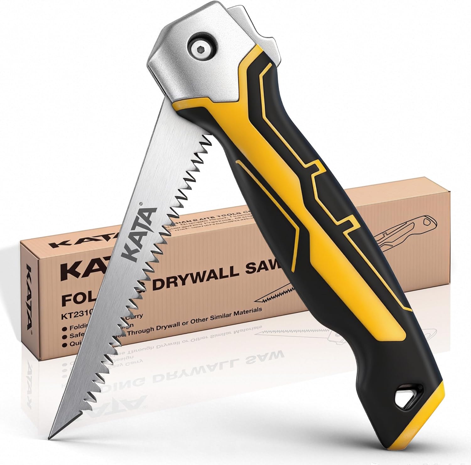 KATA Folding Drywall Jab Saw, Sheetrock Knife with Soft Grip Handle | Compact Folding Hand Saw & Keyhole Saw for Sheetrock, Wallboard Repair, Outlet Openings, Pipe Access Holes and Home DIY Tool
