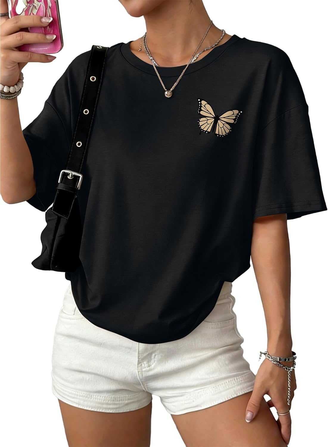 WIHOLL Oversized Tshirts for Women Summer Crew Neck Short Sleeve Graphic Tees Casual Loose Fit Workout Tops 2026