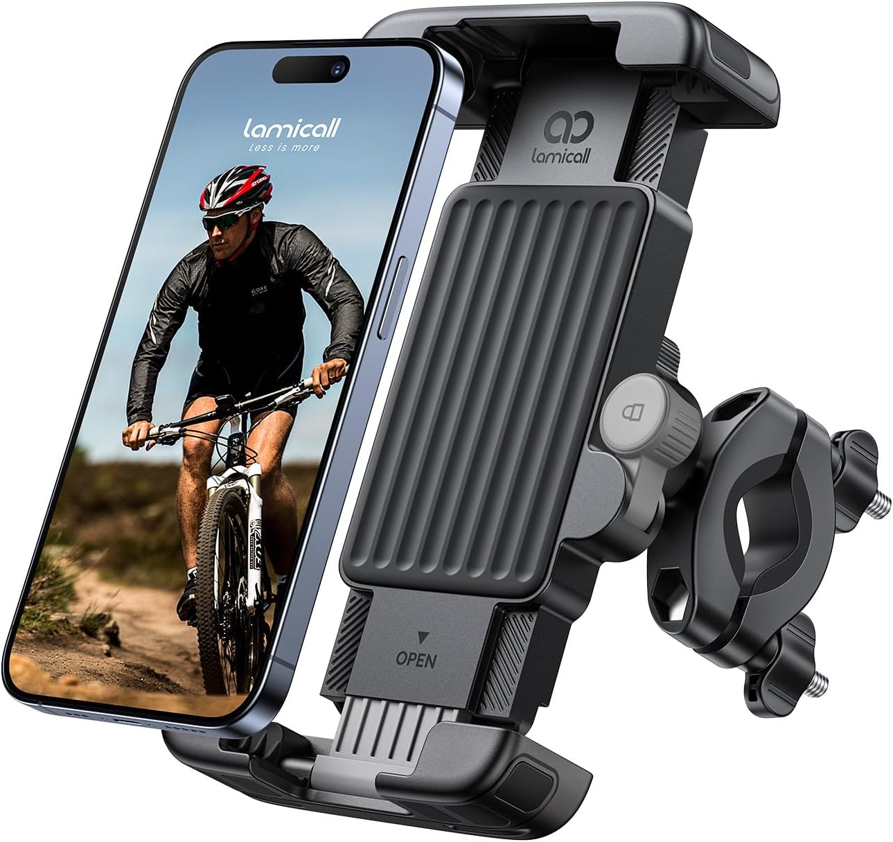 Lamicall Bike Motorcycle Phone Mount Holder - [1s Quick Lock] | Bike Cell Phone Holder Clip, Bicycle Scooter Handlebar Clamp, for iPhone 17 16 15 Pro Max, Galaxy S25 Ultra, 6-7.2" Phones