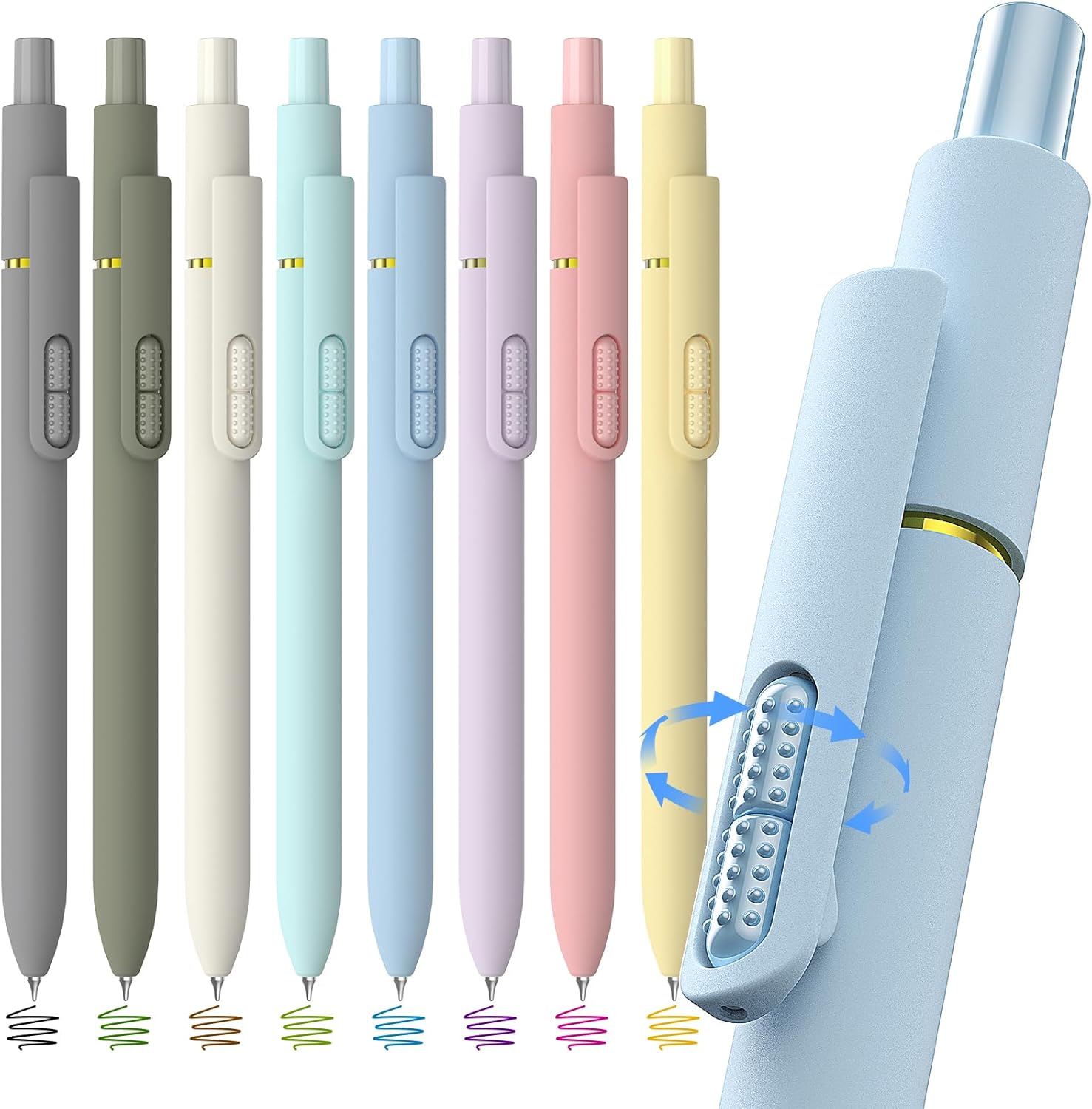 Hiacry 8 Pack Colored Gel Pens - 0.7MM Fine Point Colorful Ink Fidget Pens