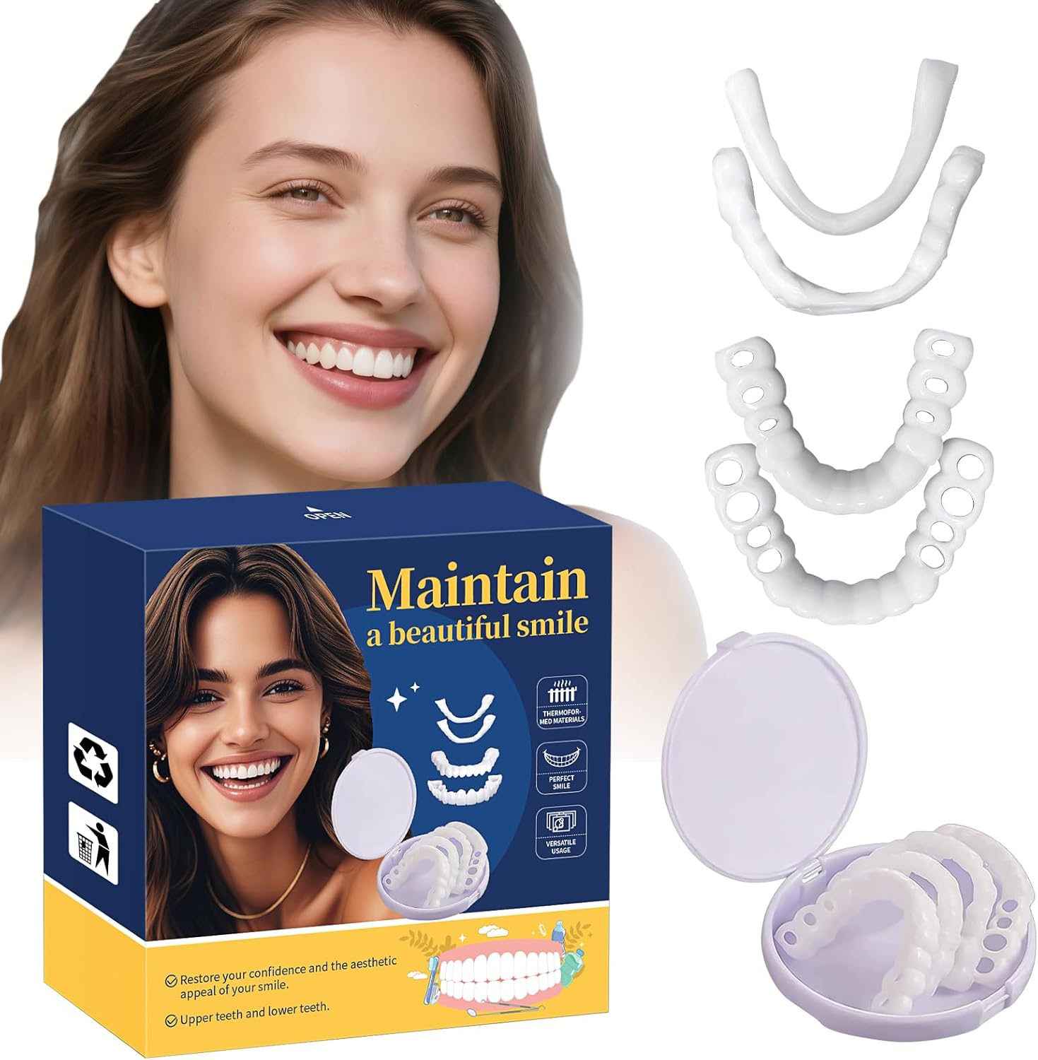 Temporary Veneers Kit for Women and Men | Tooth Replacement Kit, Nature and Comfortable (1 Count (Pack of 1), Unflavored)-KK01