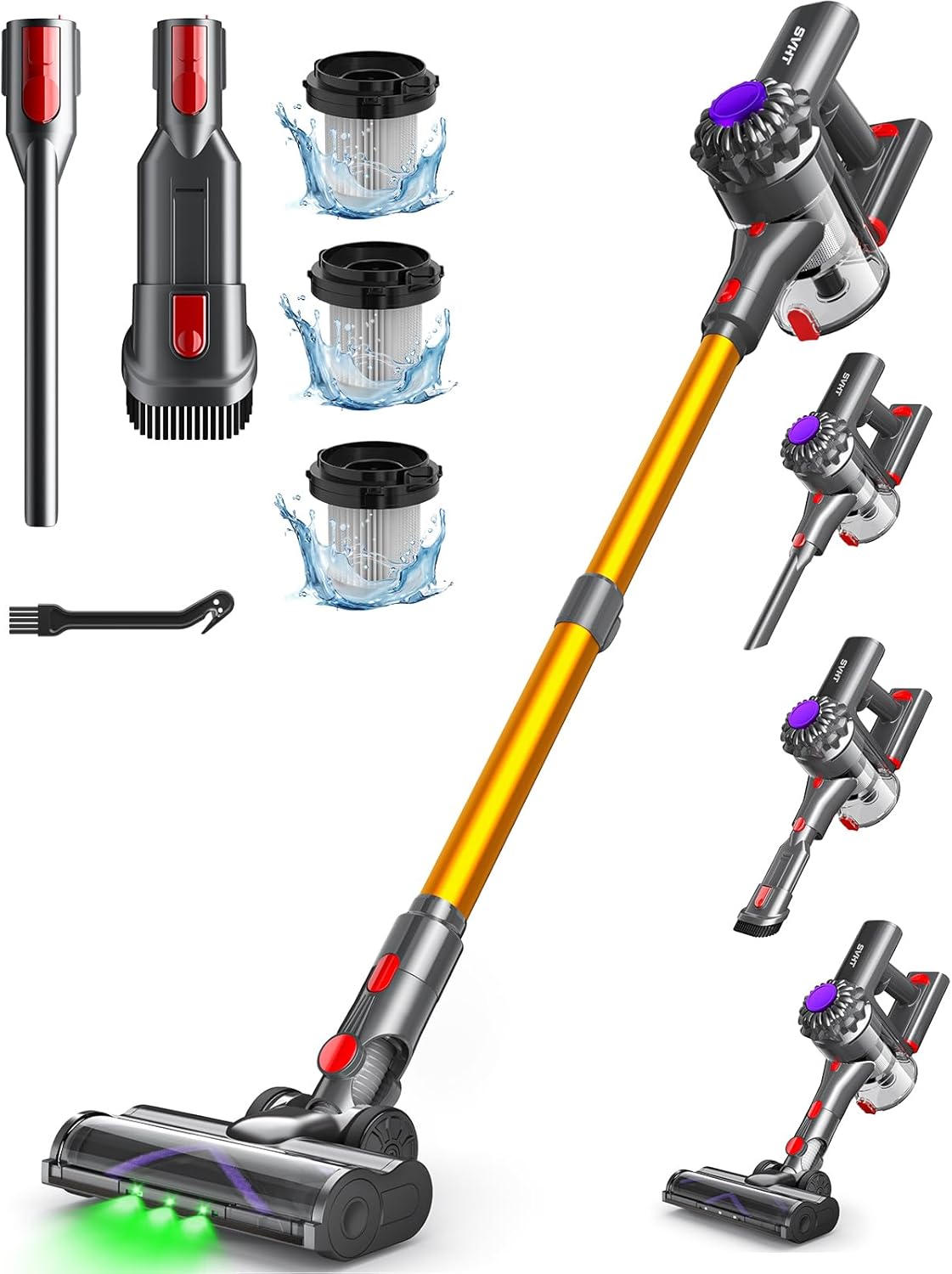 Cordless Vacuum Cleaner, 450W 40KPA Vacuum Cleaners for Home, 45 Mins Lightweight Stick Vacuum Cordless with LED Display, Rechargeable Battery Vacuum for Carpet,Pet Hair,Hardwood Floor