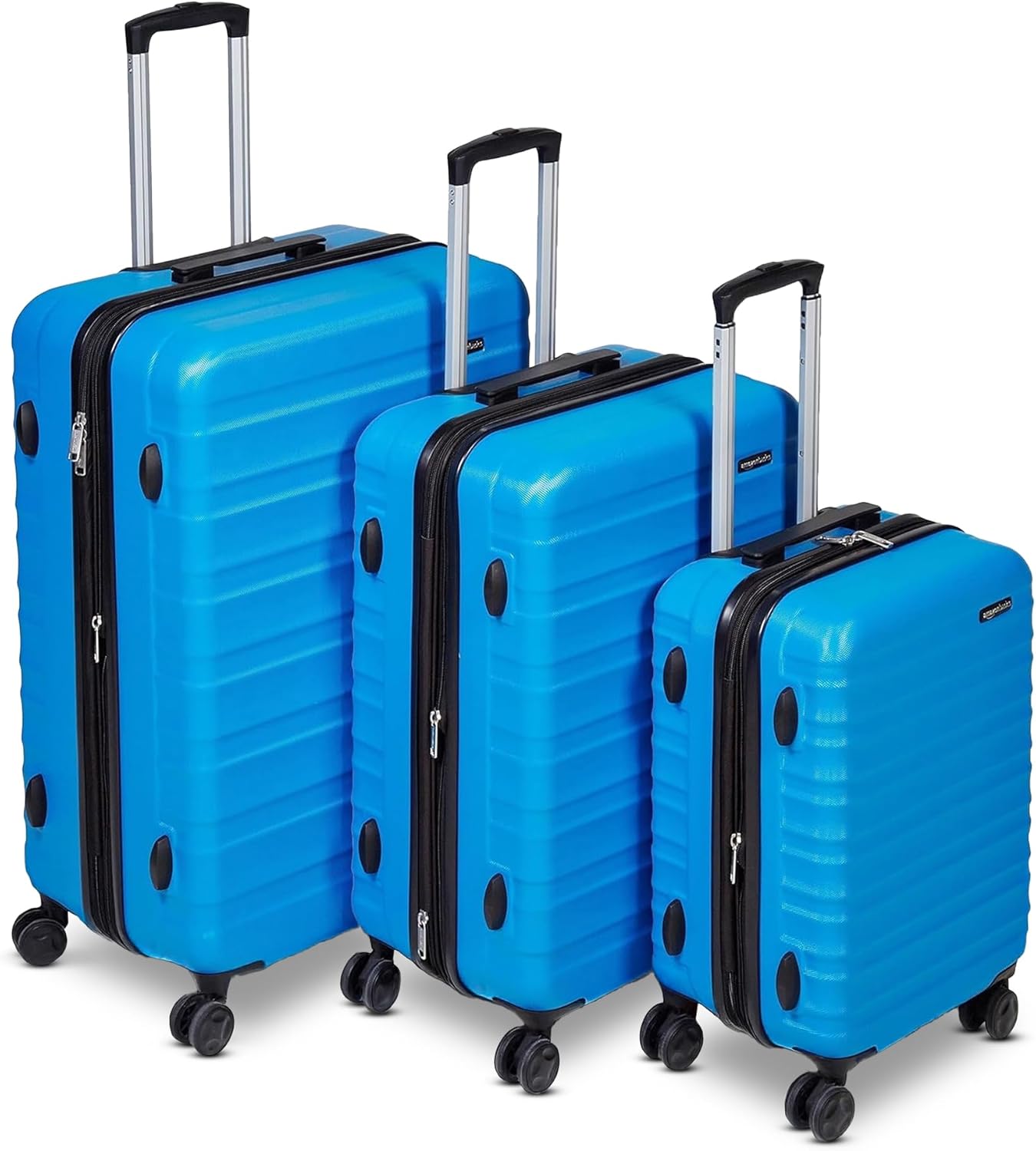 Amazon Basics 3-Piece Hardside Expandable Travel Luggage Set (21", 26", 30"), Scratch-Resistant Suitcases with Multi-directional Wheels, Carry-on and Checked Bags, Light Blue