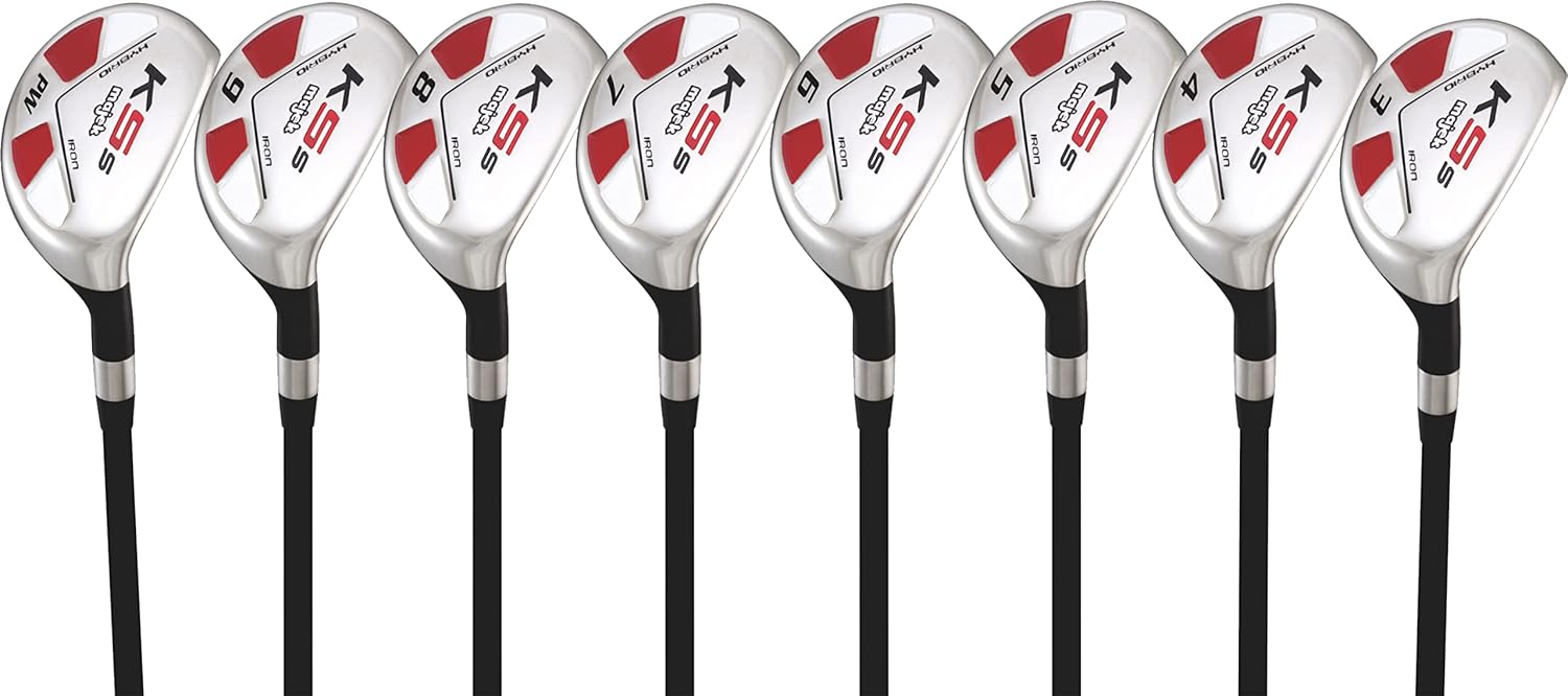 Majek Senior Mens Golf All Hybrid Complete Full Set which Includes #3 4 5 6 7 8 9 PW Senior Flex with Midsize K5s Design High Traction Tech Grips Right Handed Clubs