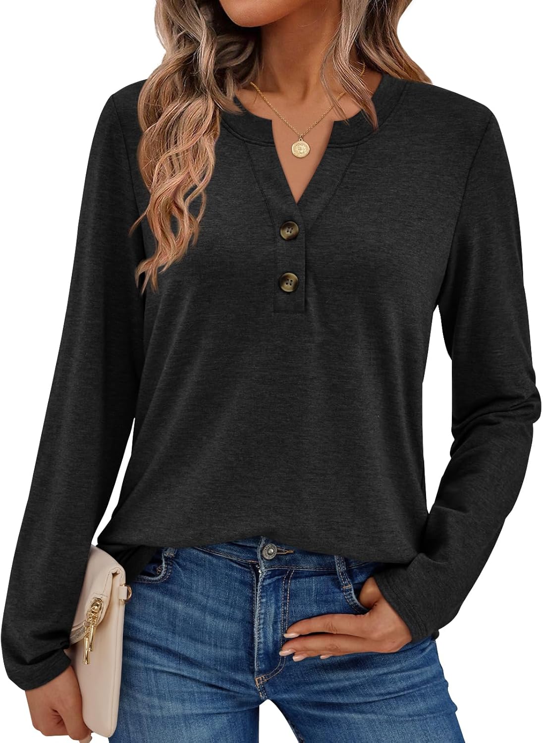 AUTOMET Women's Long Sleeve Shirts 2026 Spring Fashion Dressy Casual Tops Trendy Henley Blouses Cute Work Outfits Clothes