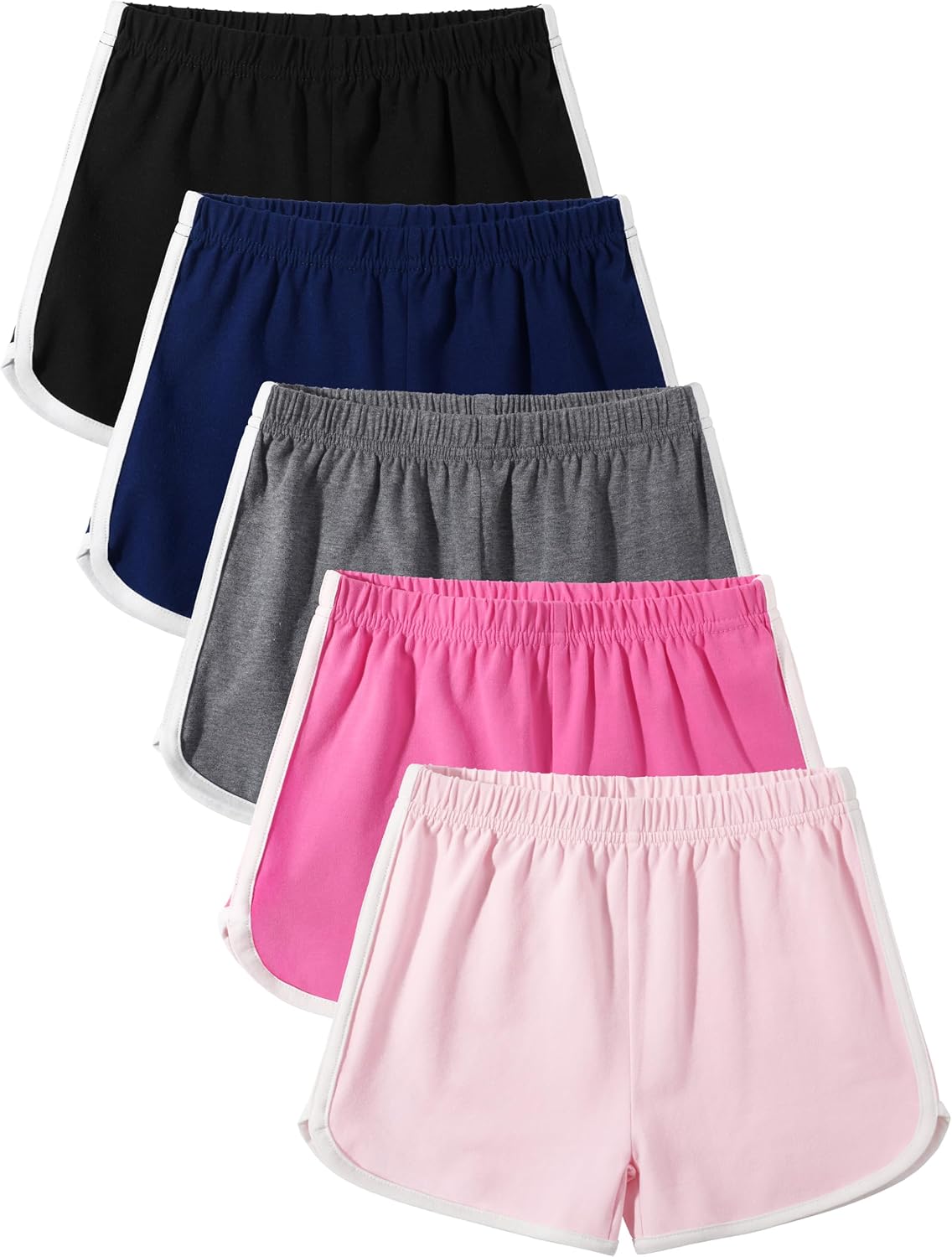 5 Pack Cotton Girls Shorts Toddler Girls Athletic Biker Running Shorts Dolphin Yoga Shorts for Kids