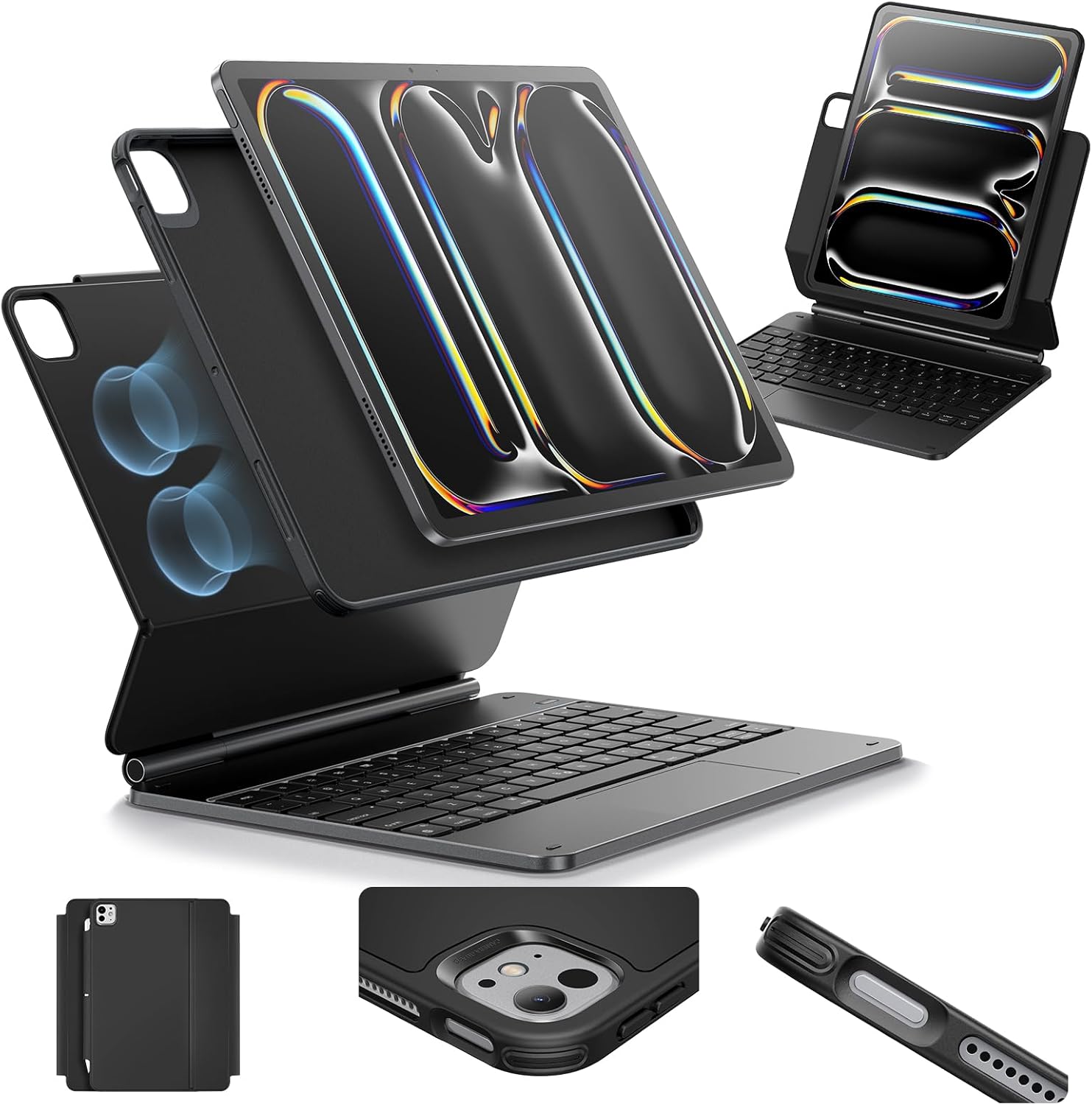 ESR for iPad Pro 11 Inch Case with Keyboard M5/M4 Multi-Mode Magnetic Stand | For Pro 11" 2025/2024, Secure Magnetic Lock, Detachable Back Case, Precision Multi-Touch Trackpad, Rebound 360 Series, Bla