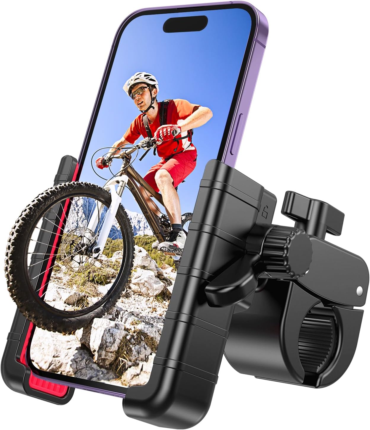 Bike Phone Mount Holder, [Camera Friendly] Motorcycle Phone Mount for Electric Scooter, Mountain, Dirt Bike and Motorcycle - 360° Rotate Suitable for iPhone & Android Smartphones from 4.5-7.0 inches