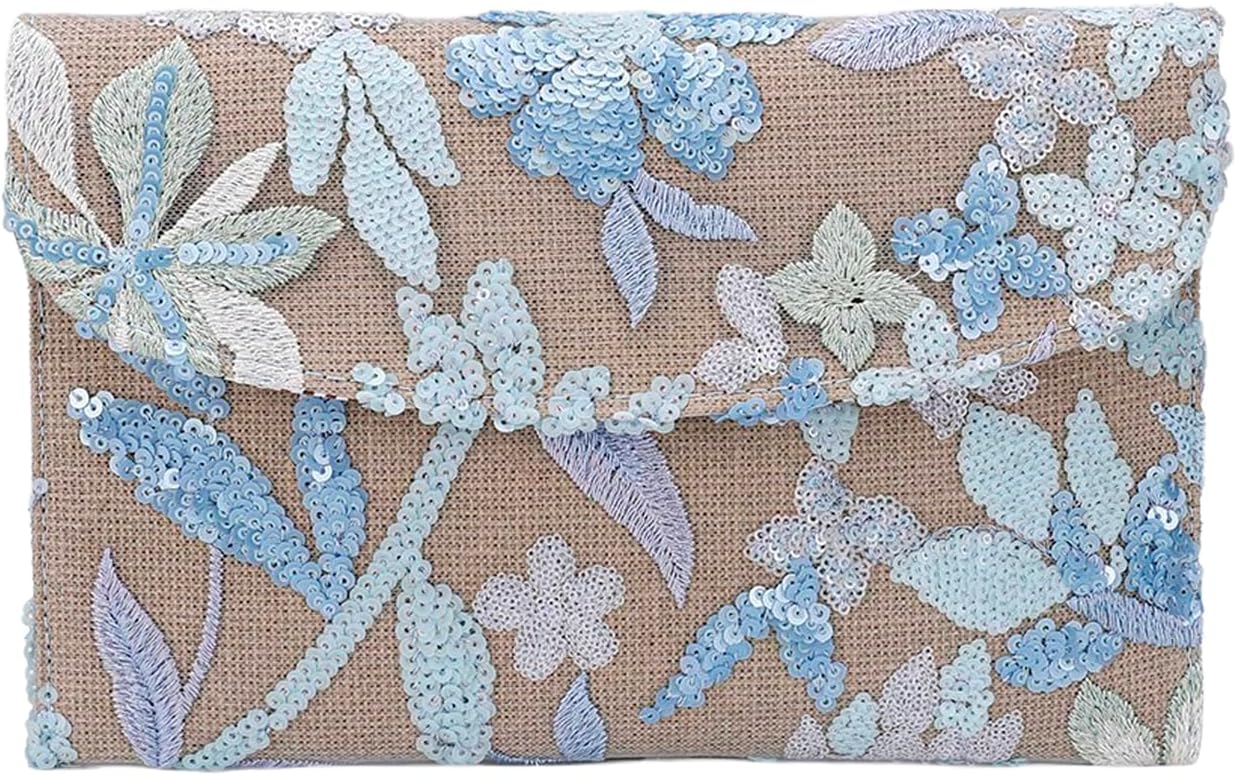Verdusa Women's Floral Beaded Clutch Purses Sequin Evening HandBags | Embroidered, Wedding Guest Purse, Formal Clutch, Evening Bag for Proms,Cocktail Parties