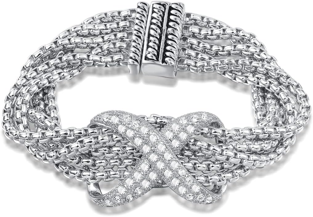 UNY JEWEL Jewelry X Bar 5 Strand Box Chain Magnetic Clasp Wide Bracelet Designer Inspired Christmas Day Gifts