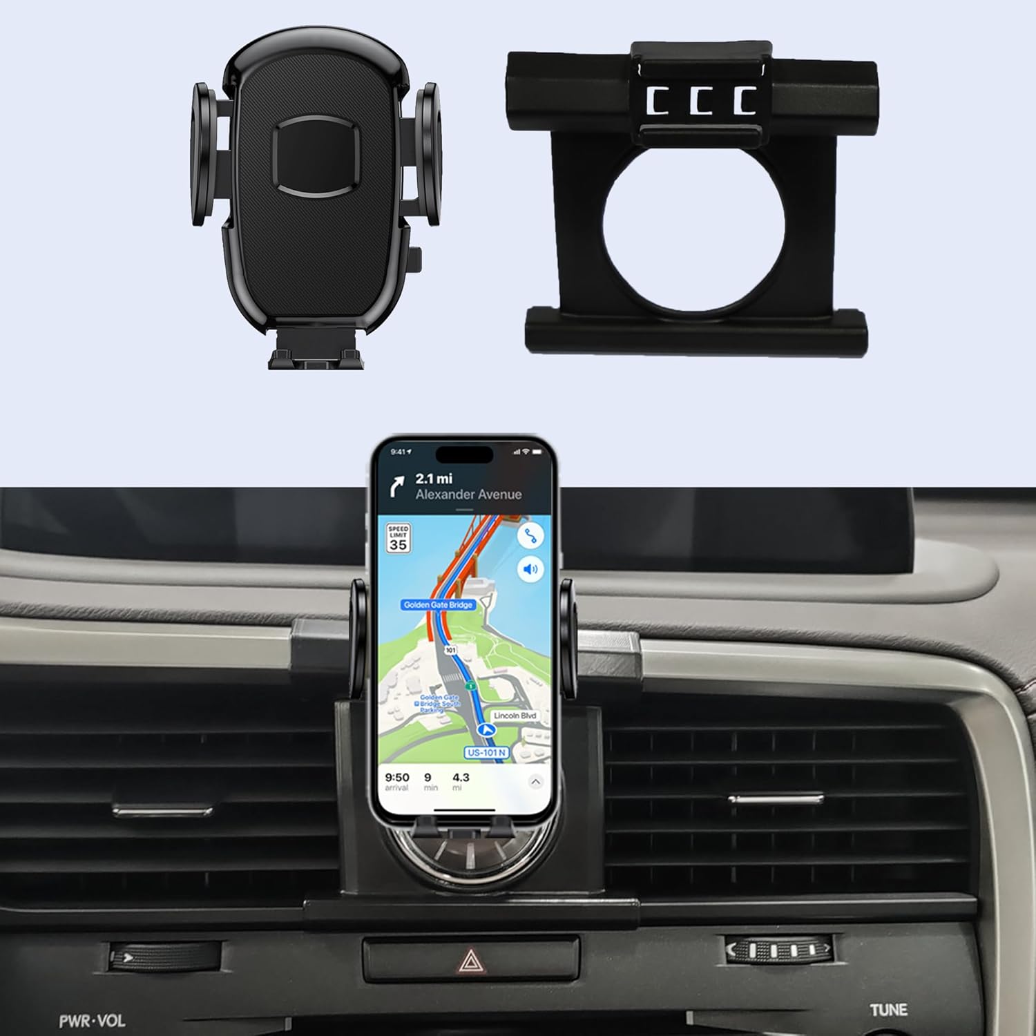 Car Phone Holder Mount Fit for Lexus RX 350 450h 2016-2021 Accessories, Compatible with Clock Dial for Vents,Thick Cases Friendly Fit for iPhone/Android and All Smartphones