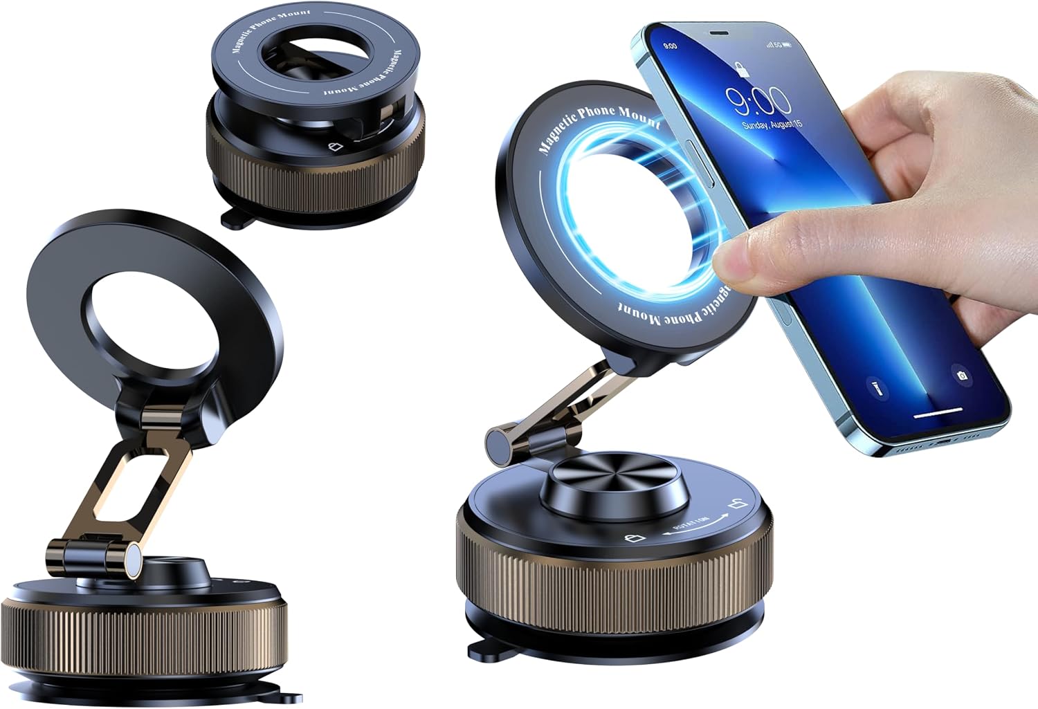 Phone Holder for car 360° Adjustable Vacuum Phone Holder | Phone stand Compatible with iPhone 16 Pro Max, 17, 15, 14, 13, and 12 Plus Various mobile phone models