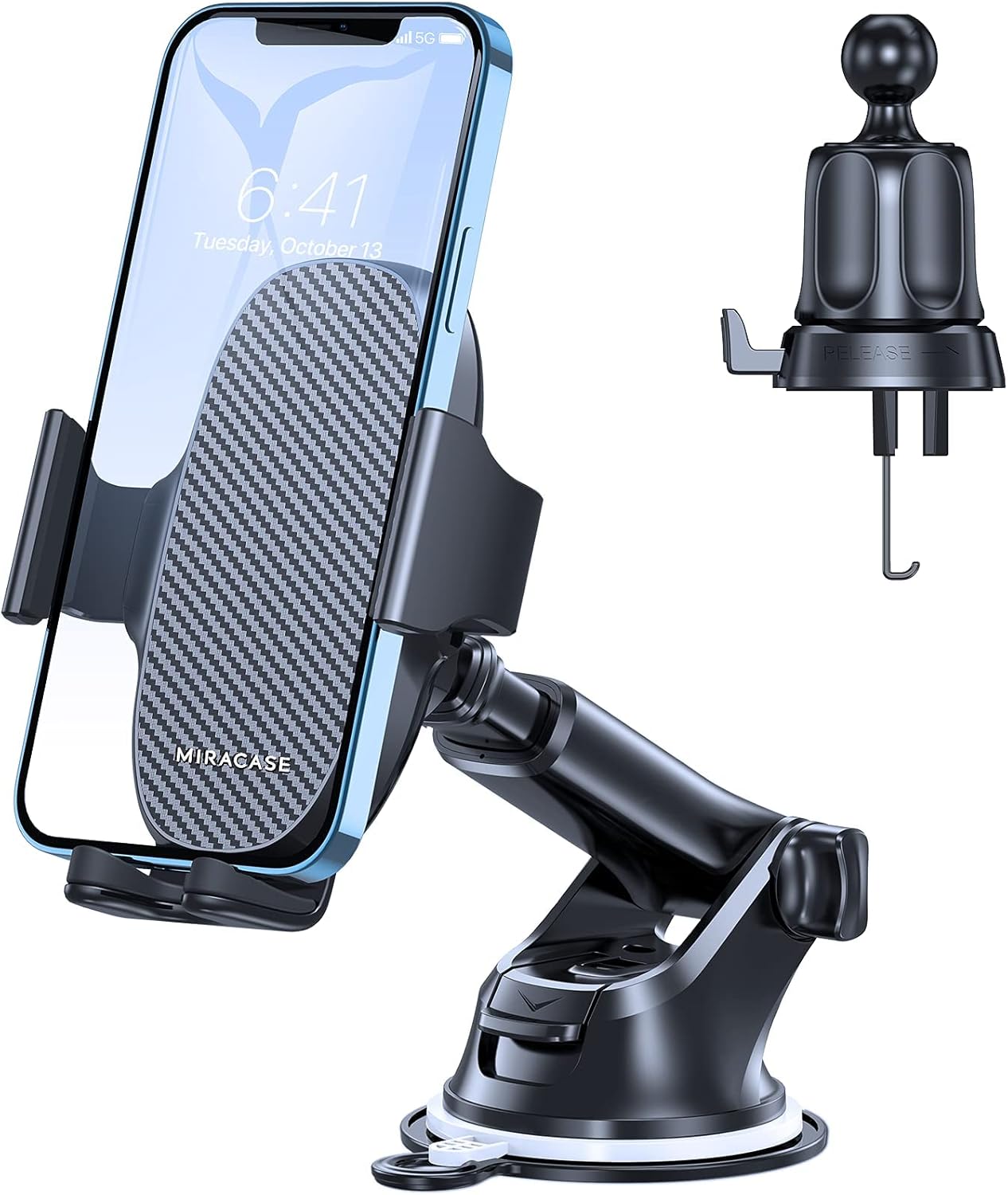 Miracase Phone Holders for Your Car, Universal Car Phone Holder Mount for Car Dashboard Air Vent Windshield, Hands Free Cell Phonen Car Mount Compatible with iPhone Android and All Smartphones