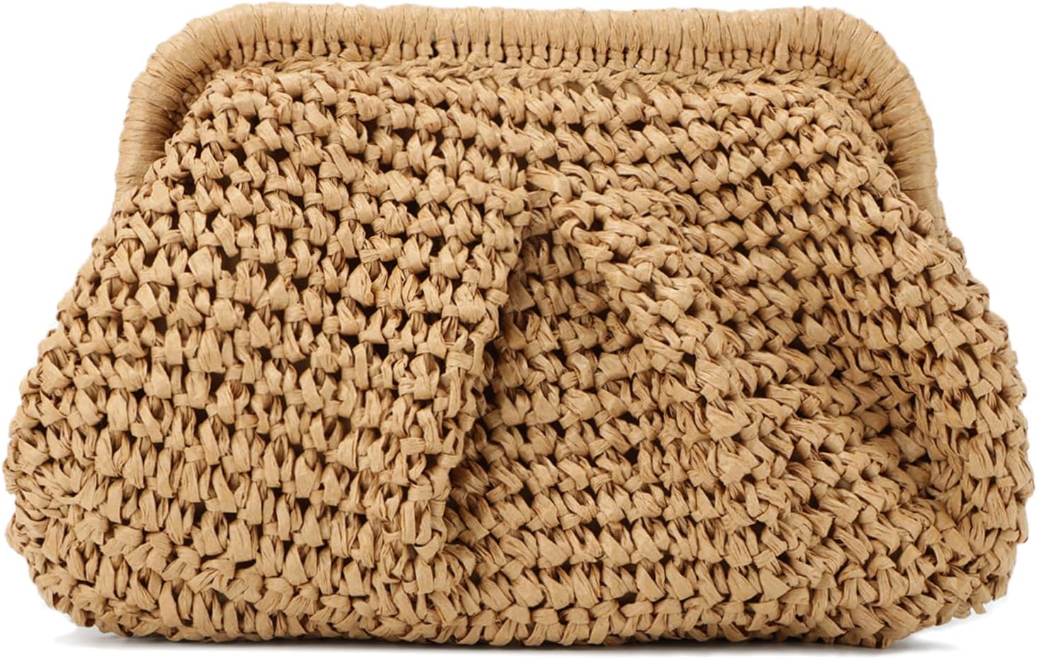 Emprier Straw Clutch Purses for Women Cloud Dumpling Pouch Straw Crossbody Shoulder Handbag Summer Beach Woven Bag