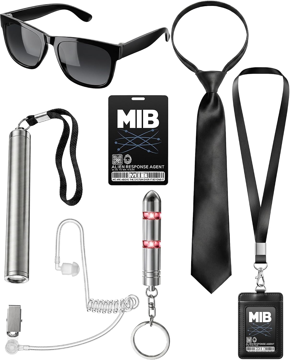 Secret Agent Costume Secret Service Props Black Spy Costume Accessories for Halloween Men Women