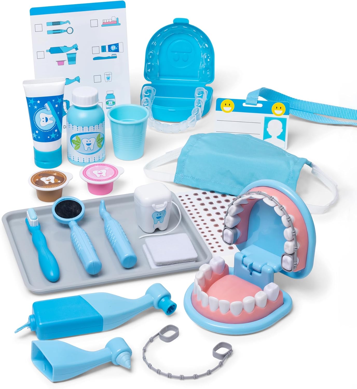 Melissa & Doug Super Smile Dentist Play Set, 25-Piece Dentist Kit with Oversized Teeth, Large Tools & Accessories, Kids Toys for Girls & Boys 3+