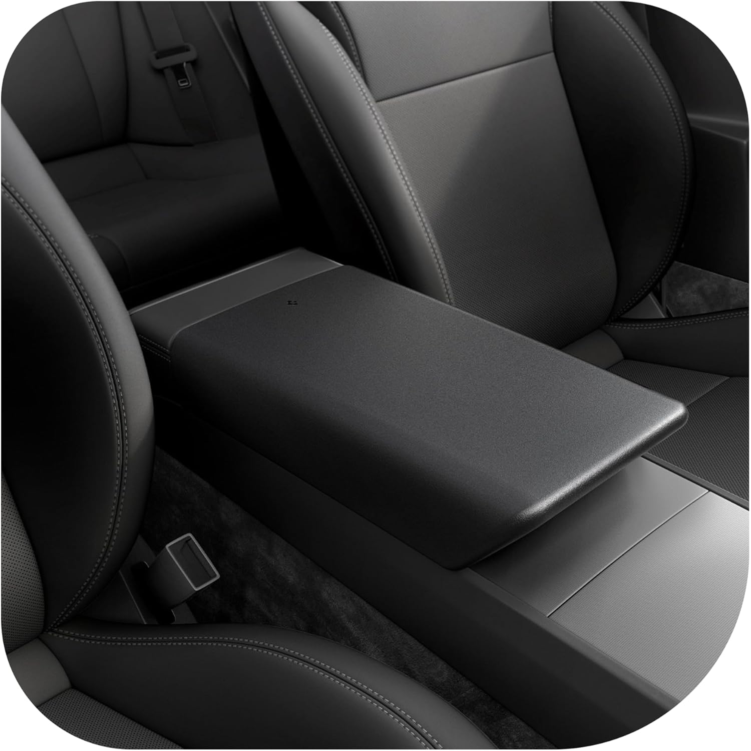 Spigen Armrest Cover for Tesla Model Y Juniper & YL & 3 Highland - Black | Only Standard, Premium & Performance 2026/2025 [Snap-on Center Console, Non-Slip & Scratch Resistant]
