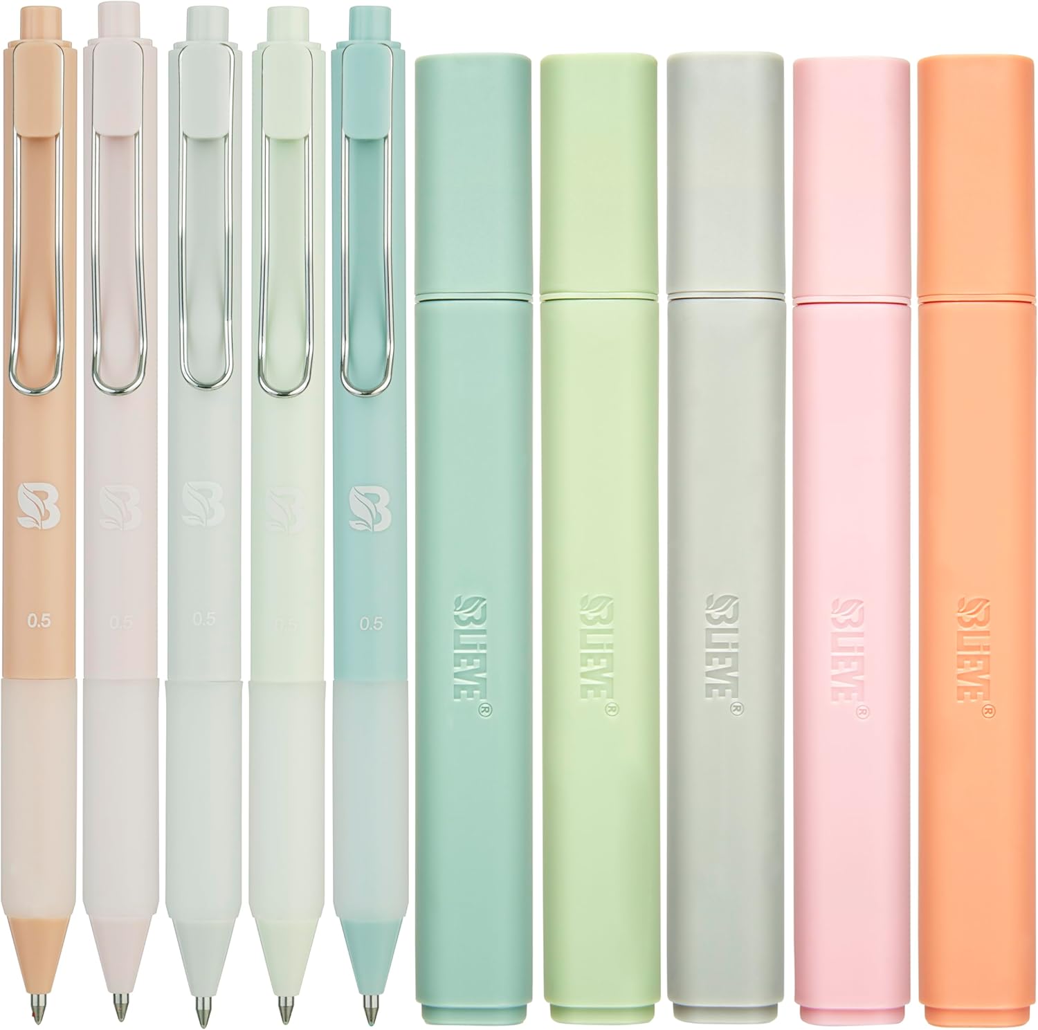 BLIEVE Bible Highlighters And Pens No Bleed, Chisel Tip & Rollerball Pens, Multicolor Ink, Comfort Grip & Fast Dry, Cute Bible Journaling (PASTEL)