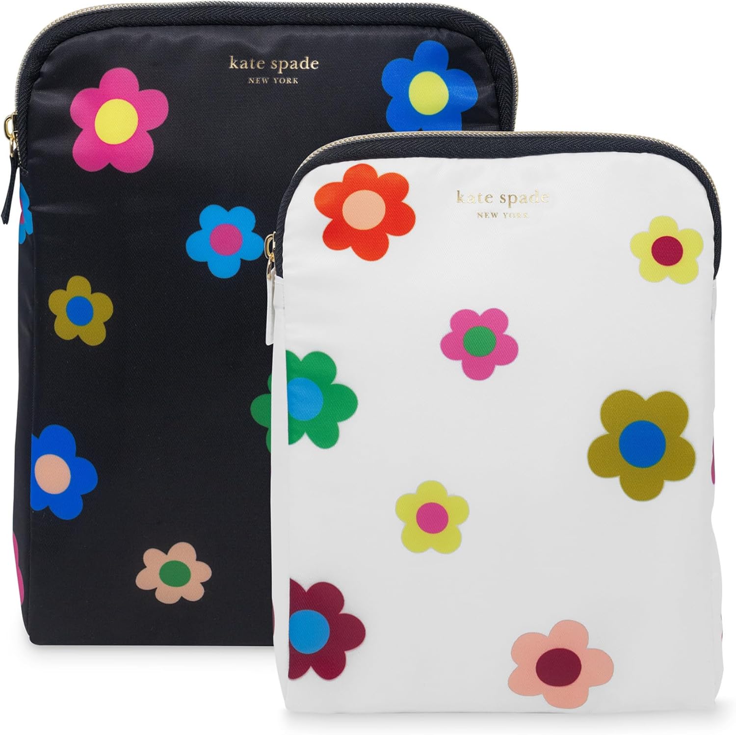kate spade new york Insulated Snack Bag Set, Gingham Garden | 2 Piece Food Cooler Keeper Bags with Zipper, Reusable Thermal Sandwich Bag Holders for Lunch Bag and On-the-Go