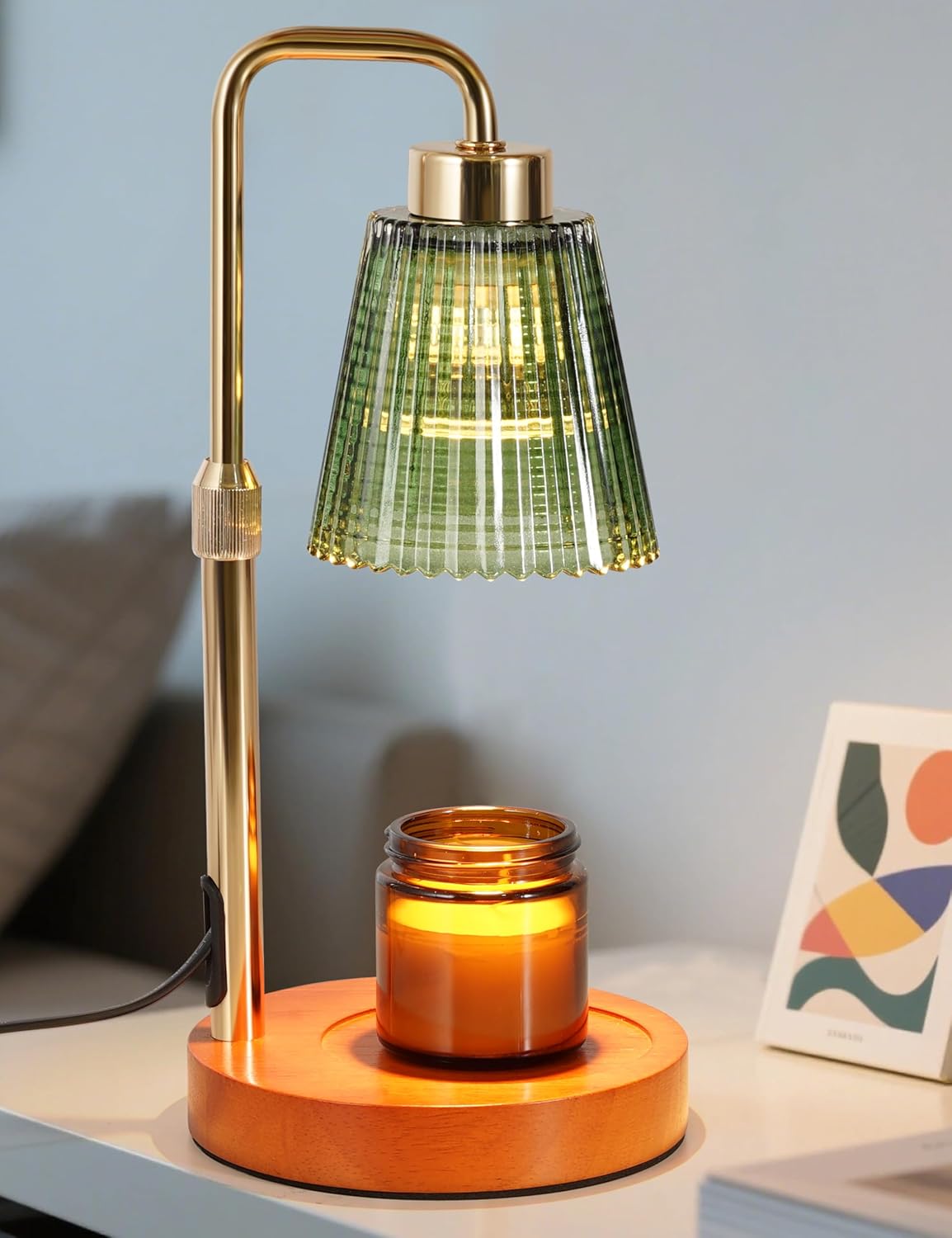 GODONLIF Green Candle Warmer Lamp with Cycle Timer, Birthday Gifts for Women Mom Her, House Warming Gifts New Home Room Decor, Wax Melt Warmer for Jar Candles with 2 Bulbs