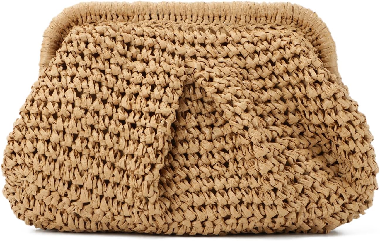 Freie Liebe Straw Clutch Purses for Women Woven Dumpling Bag Summer Beach Clutch Wicker Crossbody Purses