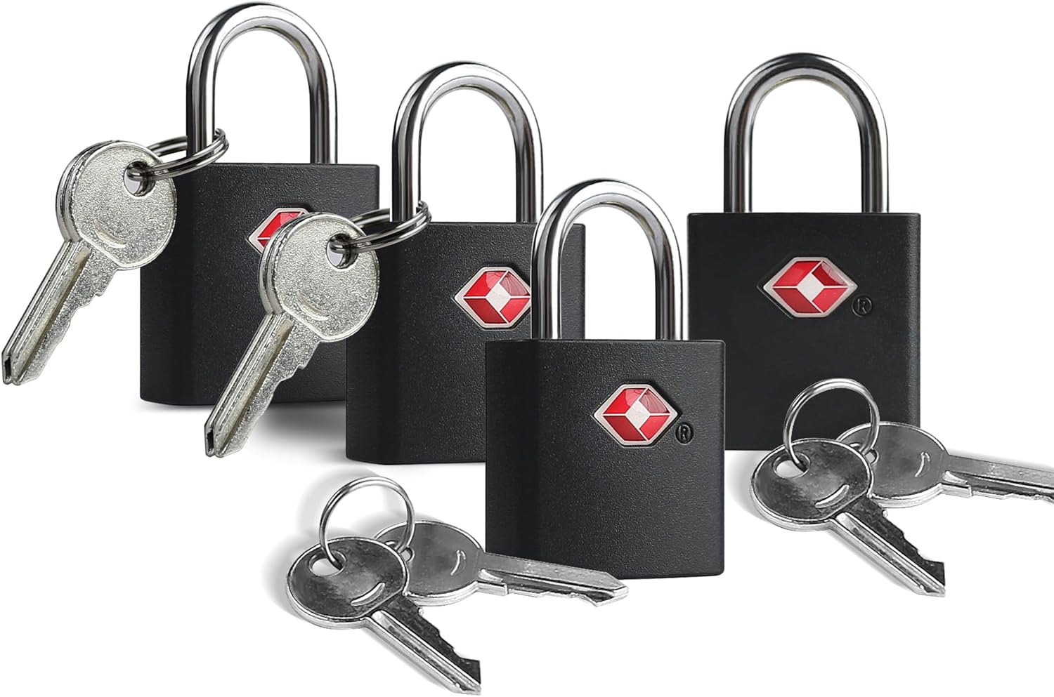 TSA Locks for Luggage with Keys, Travel Luggage Locks TSA Approved 4 Pack, Small Padlock with Key, Keyed Alike Mini Padlock for Suitcase, Backpack, Bag, Zipper, Case, Box, Small Locker