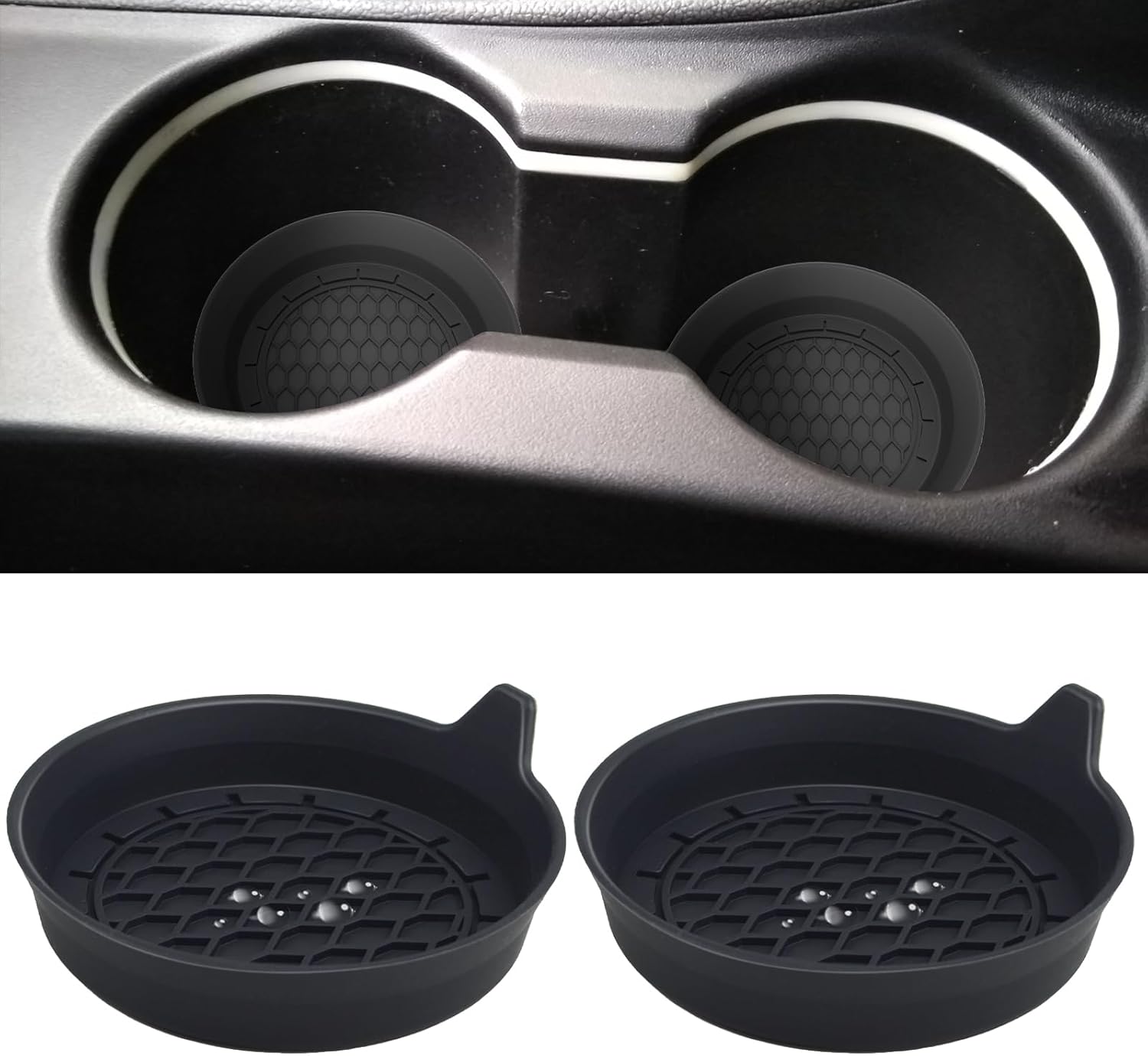 2 PCS Car Cup Coasters, Universal Cup Holder Coaster for Car, Car Accessories Interior for Women and Man, Bling CupHolders Insert for Women Non-Slip Silicone Car Cup Holder Coasters