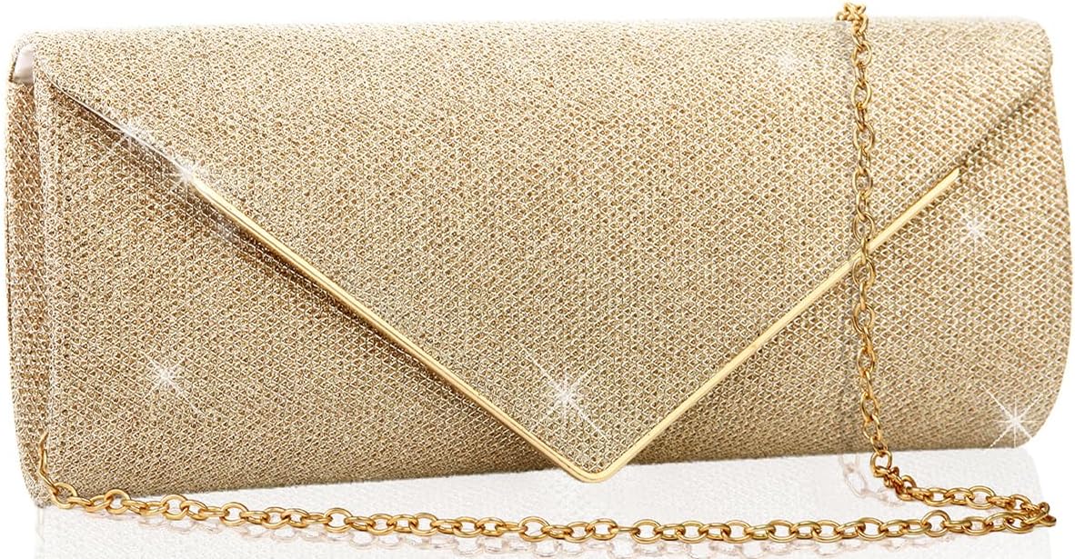 Clutch Purses for Women,Evening Bag Envelope Clutch with Detachable Chain Sparkle Elegance