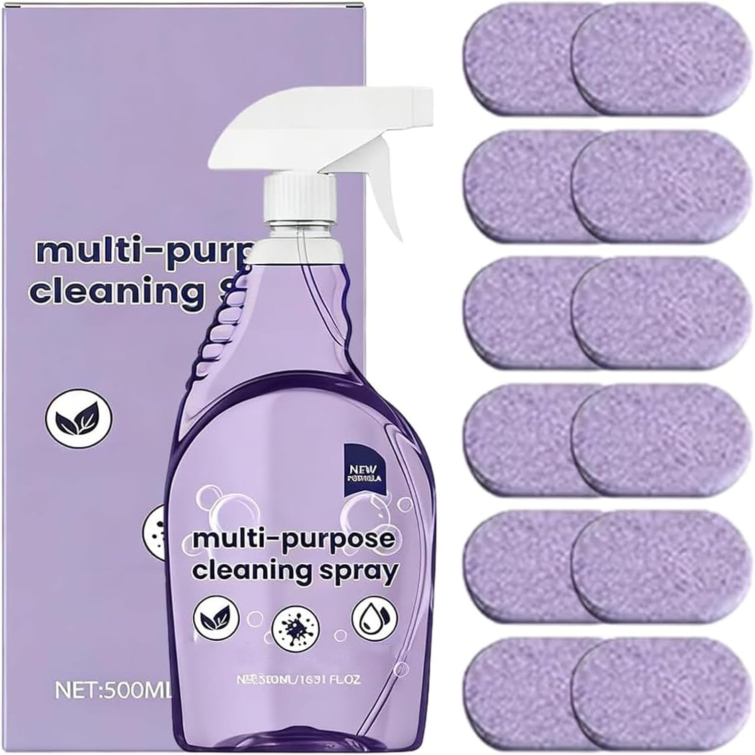 Spray Oven Cleaner, Multi-Purpose Cleaning System, Multi-Surface Cleaning Spray with Concentrated Tablets for Grill, Kitchen, Bathroom, Home (12pcs)