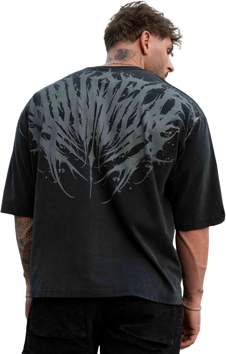 Men's Oversized Graphic T-Shirt Heavyweight Cotton Gym Streetwear Drop Shoulder Big & Tall Tee