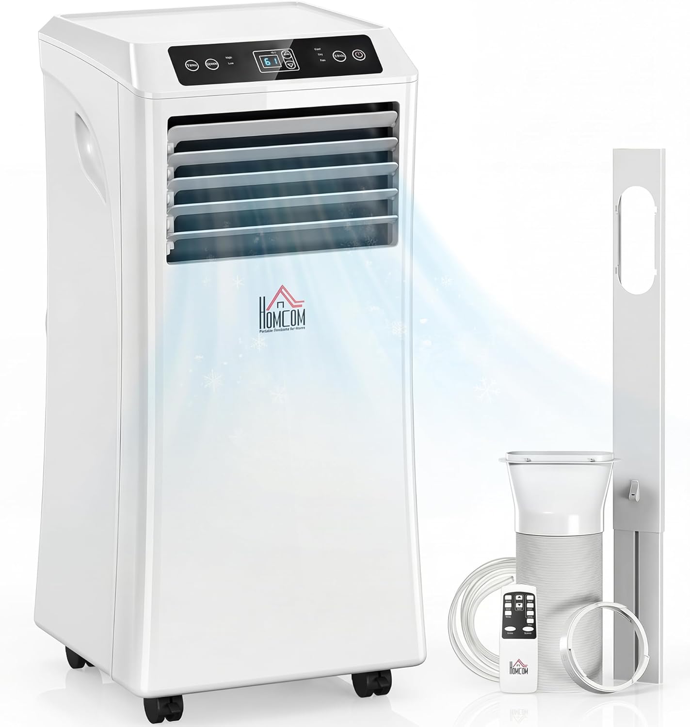 HOMCOM 10000 BTU Portable Air Conditioner for Rooms Up to 441 Sq. Ft., 4-in-1 AC Unit with Cooling Fan, Dehumidifier, Sleep Mode, Remote Control, 24H Timer, Window Installation Kit, White