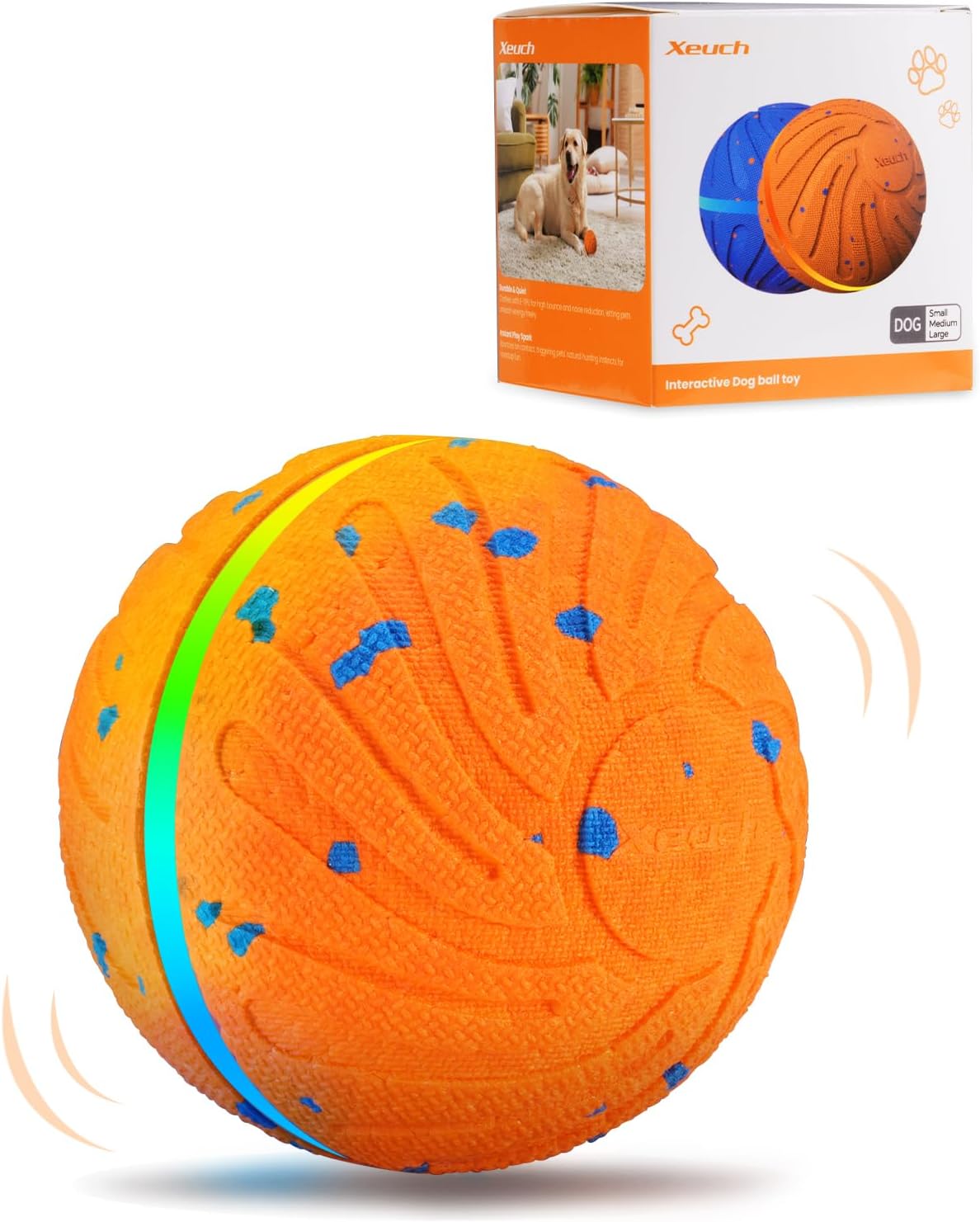 Xeuch Smart Interactive Dog Toy Balls, Automatic Moving Ball for Puppy, Medium and Large Dogs, ETPU Material, Motion Activated Rolling & Rotating Bouncy Toy for Dog Enrichment & Stimulation