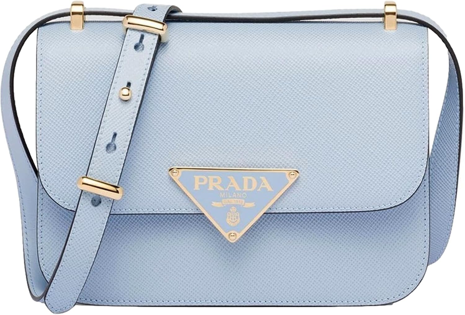 Prada Embleme Womens Triangle Logo Luxury Saffiano Leather Crossbody Bag Celeste Blue | Saffiano Leather