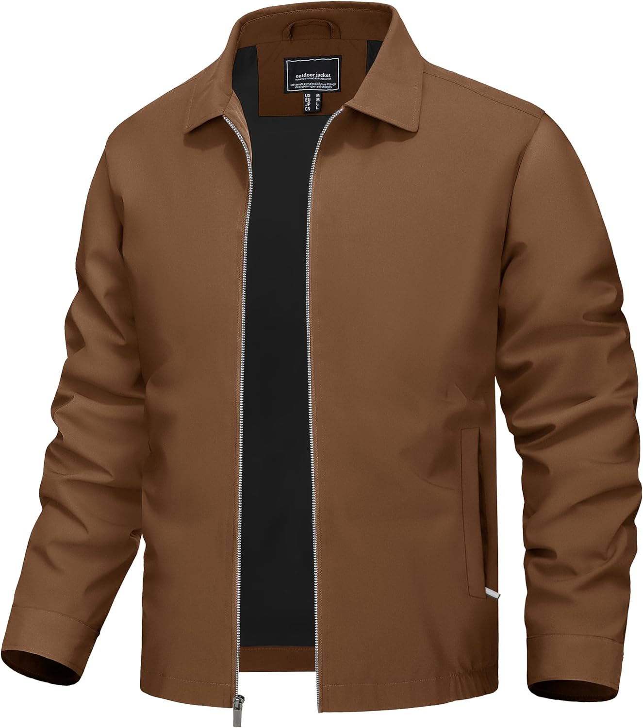 TACVASEN Mens Lightweight Windbreaker Full Zip Up Laydown Collar Jackets Light Casual Coat with Zip Pockets