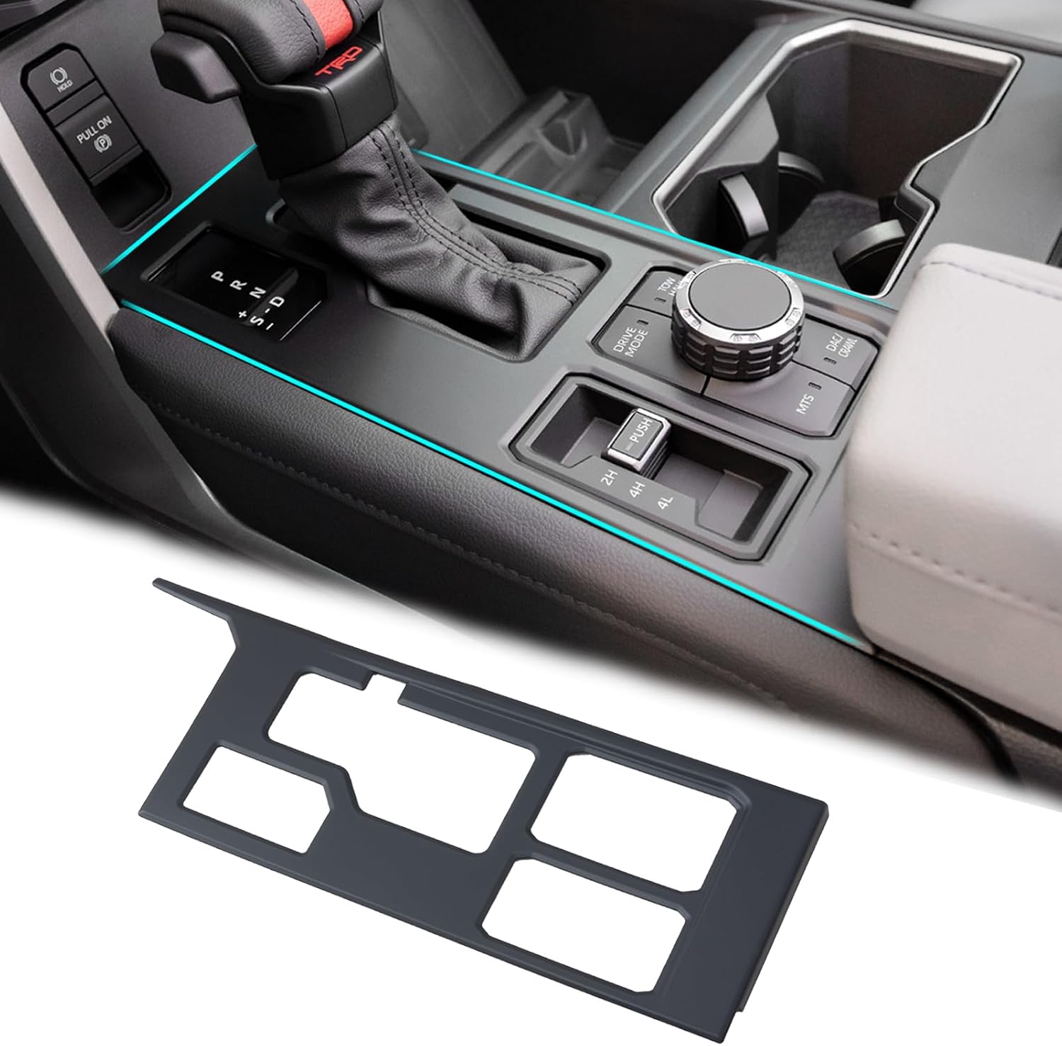Central Control Gear Shift Panel Trim Cover Compatible with 2022 2023 2024 2025 2026 Toyota Tundra/Sequoia Accessories, Gear Shift Control Anti-Scratch Panel Decorative Sticker -Matte Black