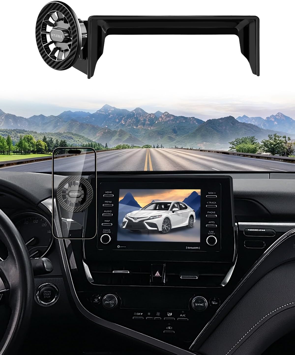 SKYLOTEC Car Phone Holder for Toyota Camry 2021-2024 Accessories 7-inch | Camry Hybrid LE/LE/SE/Nightshade Magnetic Cell Phone Screen Mount for MagSafe iPhone Samsung (NOT for 9-inch, XLE/XSE)