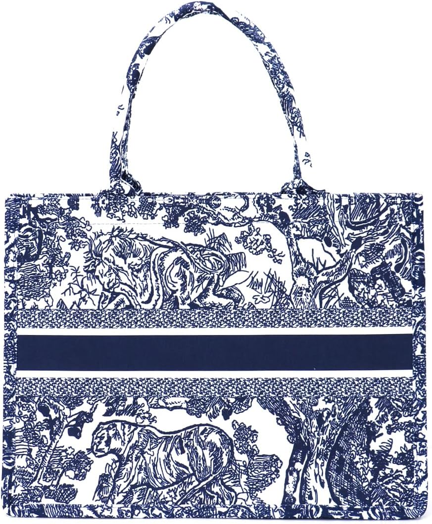FENGJINRUHUA Fashion Luxury Tote Bag Cotton Linen Handbag Large Capacity Jacquard Retro Exquisite