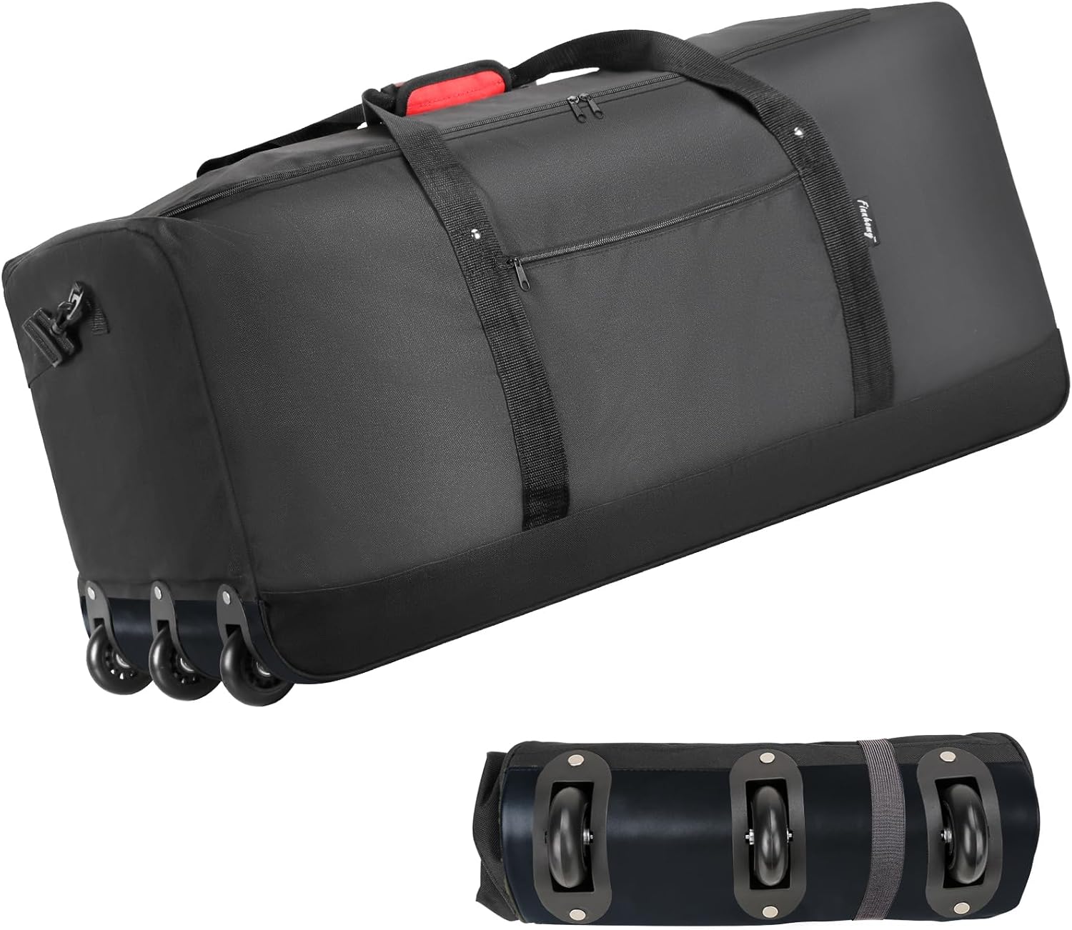 Finnhomy 120L Foldable Rolling Duffel Bag with 3 Wheels, Light Weight Travel Duffel bag with Large Loading Capacity, 32'' Rolling Duffel bag with Shoulder Strap