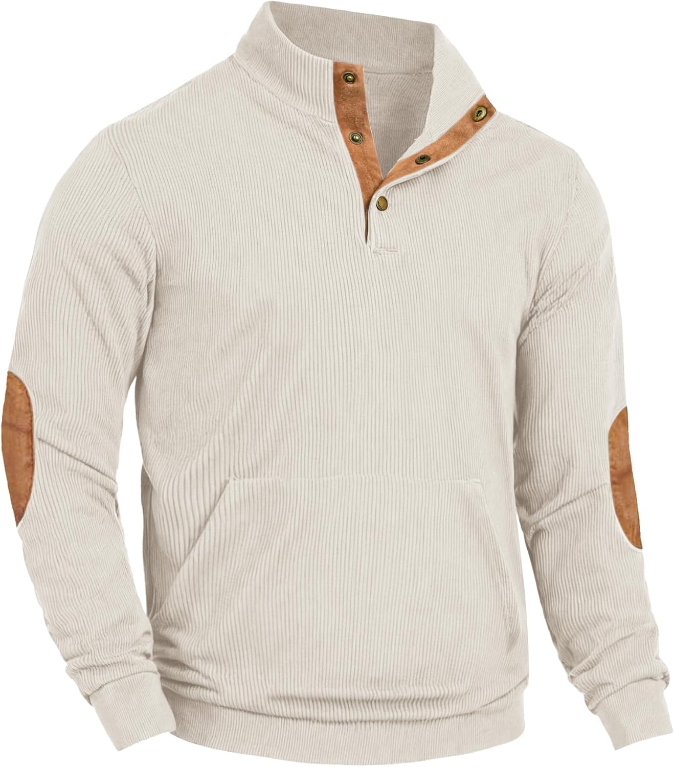 COOFANDY Mens Corduroy Sweatshirt Long Sleeve Pullover Quarter Button Fall Sweat Shirts