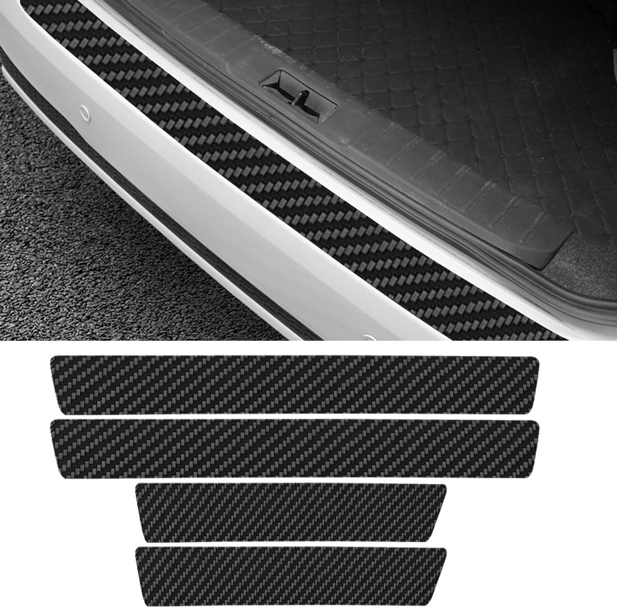 Car Door Sill Protector, Carbon Fiber Anti-Scratch Automotive Doors Edge Guards, Waterpoor Car Door Threshold Protection Auto Decoration Sticker, Universal Vehicle Interior Accessories (4PCS)