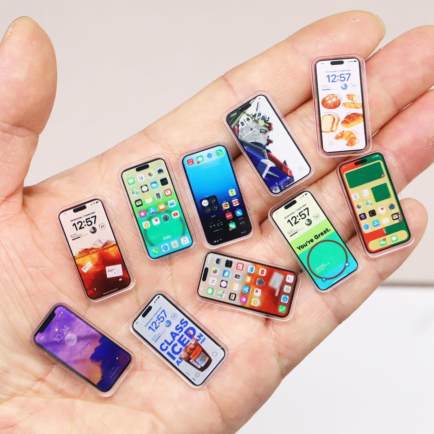 Miniature Mobile Phone, Dollhouse Mini Cell Phone, Miniature Mobile Phones Model, for Dollhouse Miniature Accessory, Fairy Garden, Diorama Decoration