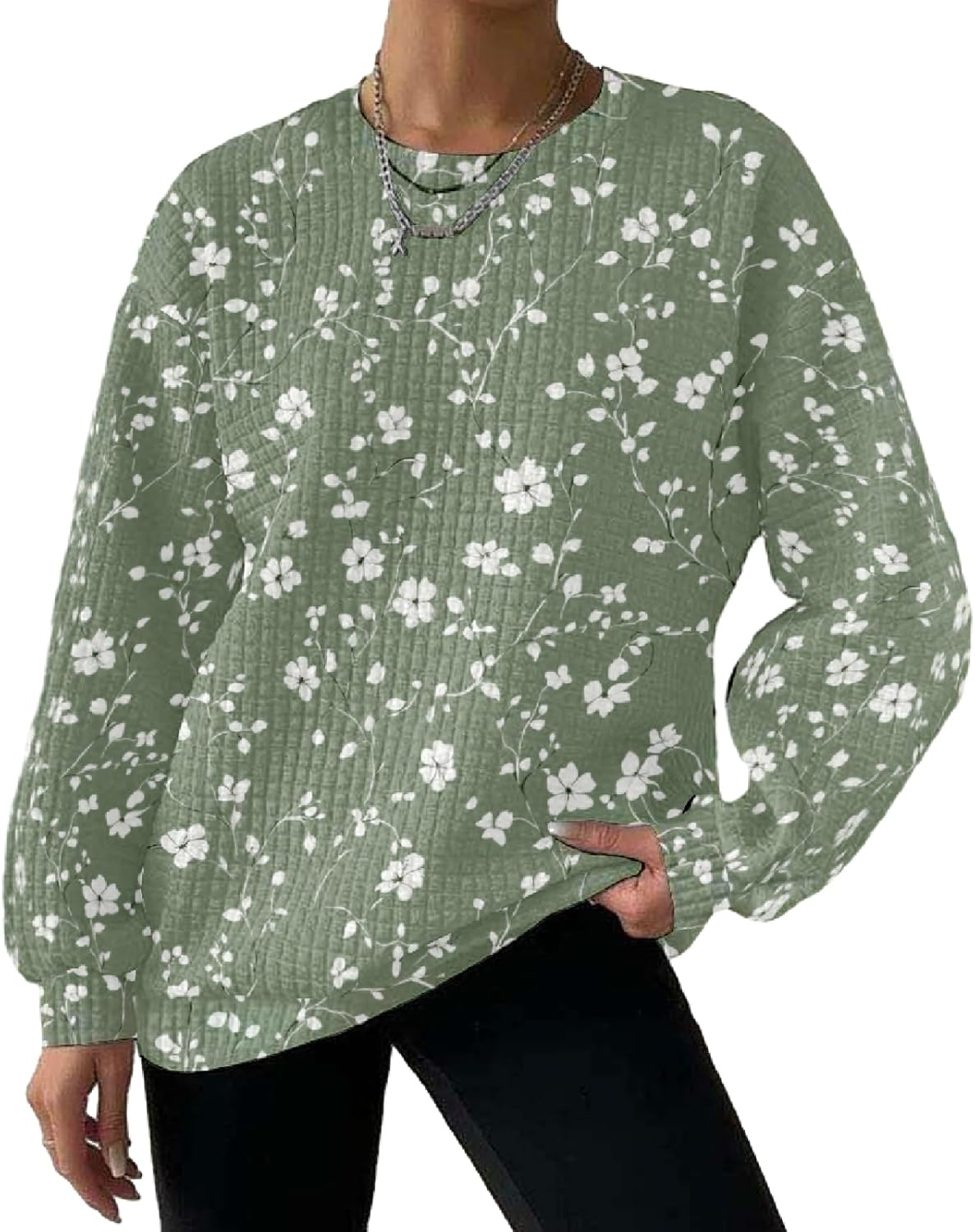 domirica Fall Sweatshirts For Women Waffle Crew Neck Sweatshirts Casual Pullover Long Sleeve Tops Loose Trendy Outfits