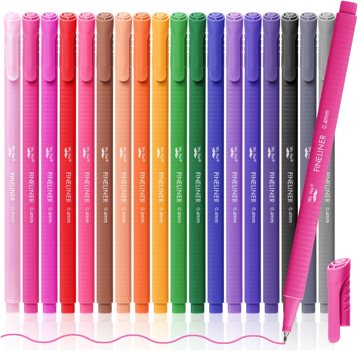 Mr. Pen- Colored Fineliner Pens, 18 Pack, 0.4mm | Ergonomic Triangular Barrels, Smooth Writing Pens for Journaling, Note-Taking, Coloring, Sketching, Planning & Art Projects