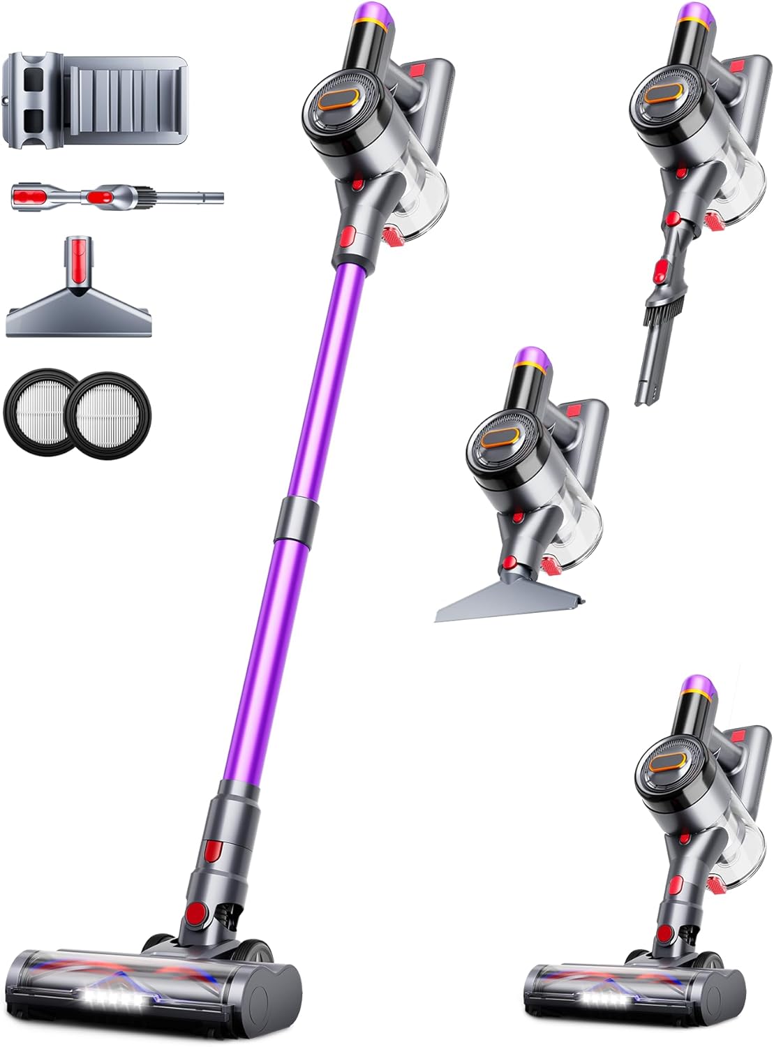 Cordless Vacuum Cleaner,Upgraded 550W 45KPA 60Mins Vacuum Cleaners for Home,Stick Vacuum Cordless with Self-Standing,LED Display,Anti-Tangle,8-in-1 Wireless Vacuum for Carpet Pet Hair Hardfloor