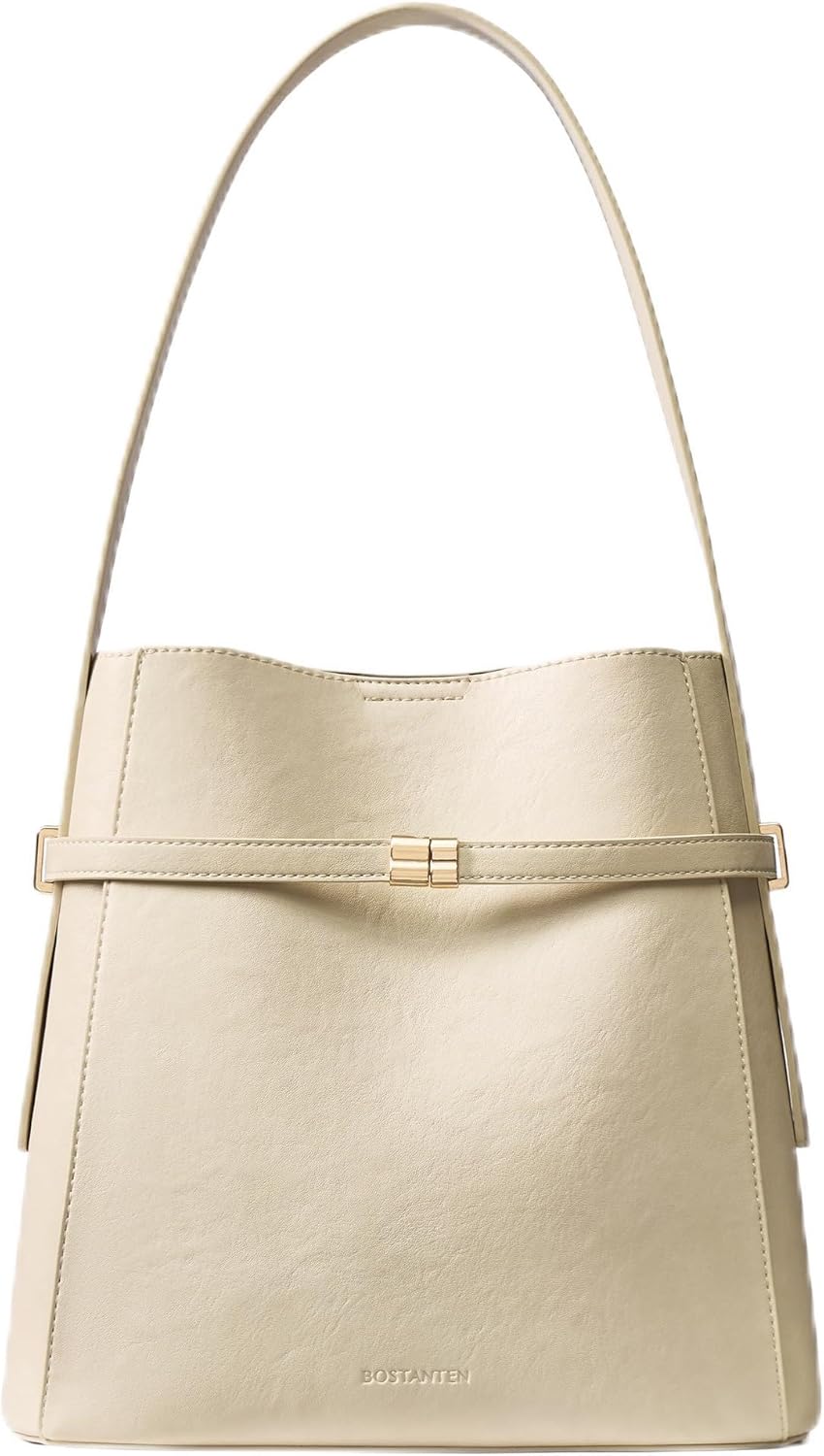 BOSTANTEN Bucket Bag Soft Vegan Leather Purses for Women Trendy Shoulder Handbags with Separate Pouch