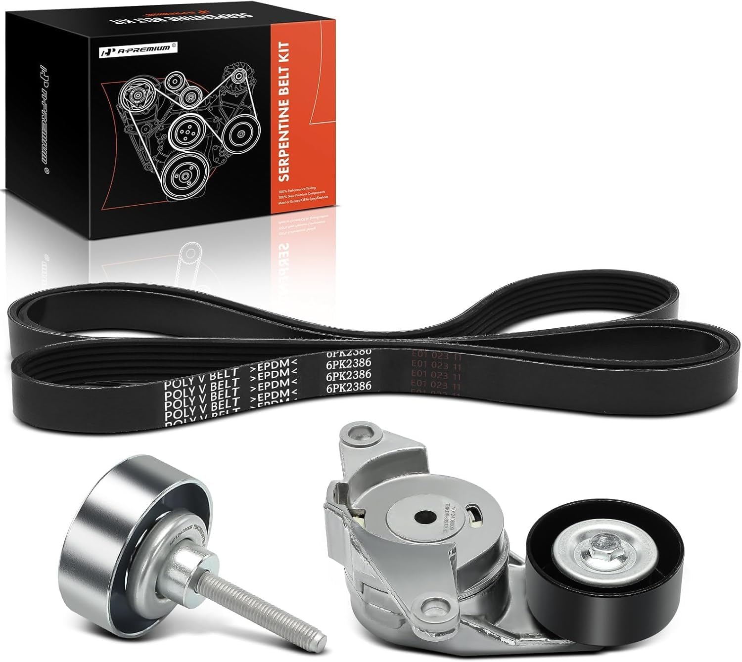 A-Premium Engine Serpentine Belt Drive Kit w/Tensioner & Idler | Compatible with Chevrolet Traverse 2009-2012 & GMC Acadia 2007-2012 & Buick Enclave & Cadillac SRX, XTS - 2.8L 3.6L