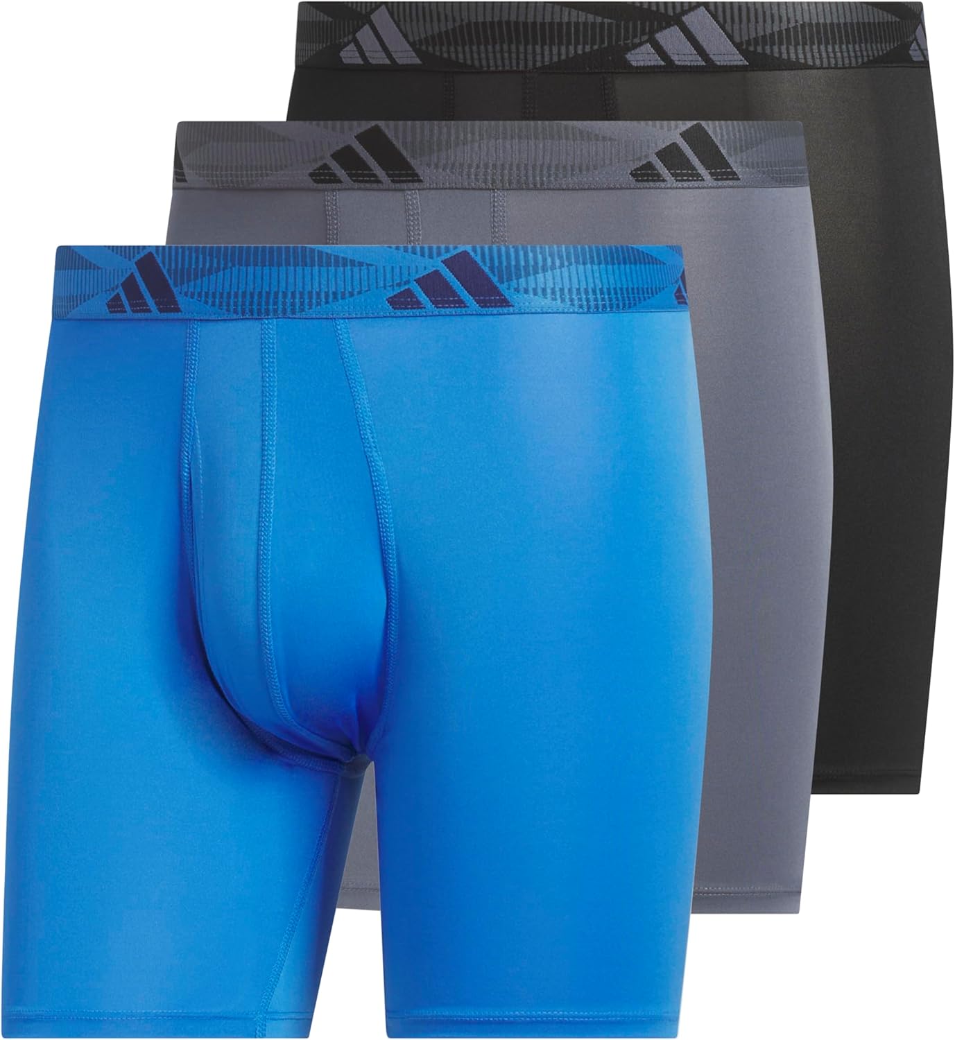 adidas Men's Microfiber Boxer Briefs (3-pack) performance Stretch Moisture-wicking Underwear