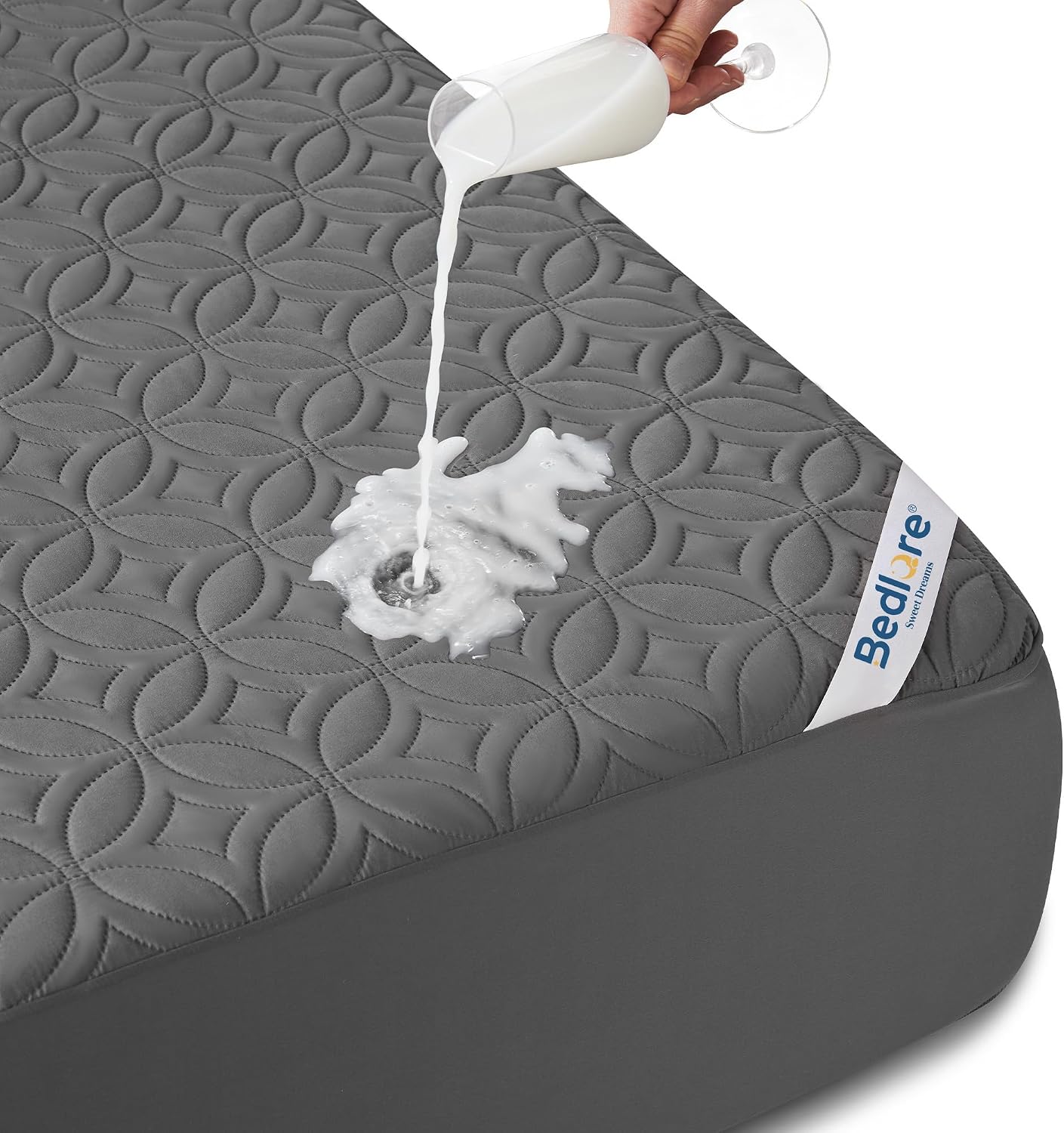 BEDLORE Waterproof Mattress Protector, King Size Mattress Pad | Deep Pockets Fit 6"-18" Mattresses, Soft Noiseless Dirt-proof Bed Mattress Cover Washable for Home, Bedroom, Hotel (Gray)